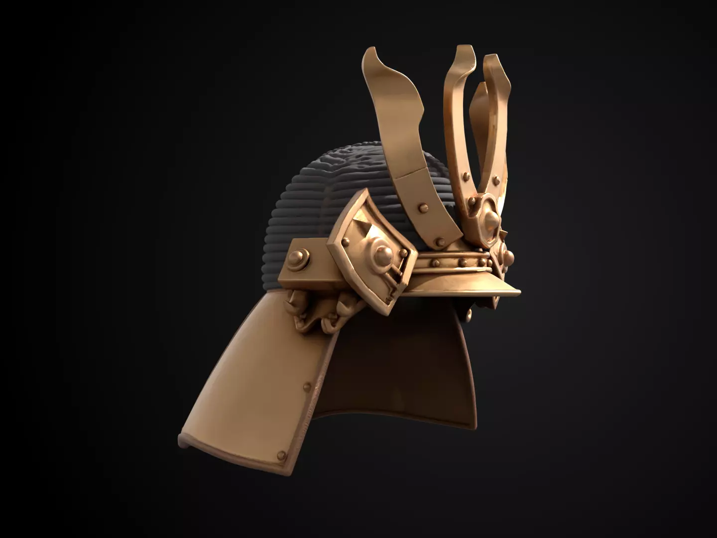 Stylized Samurai Helmet - Orochi Crest Kabuto 3D print model_2