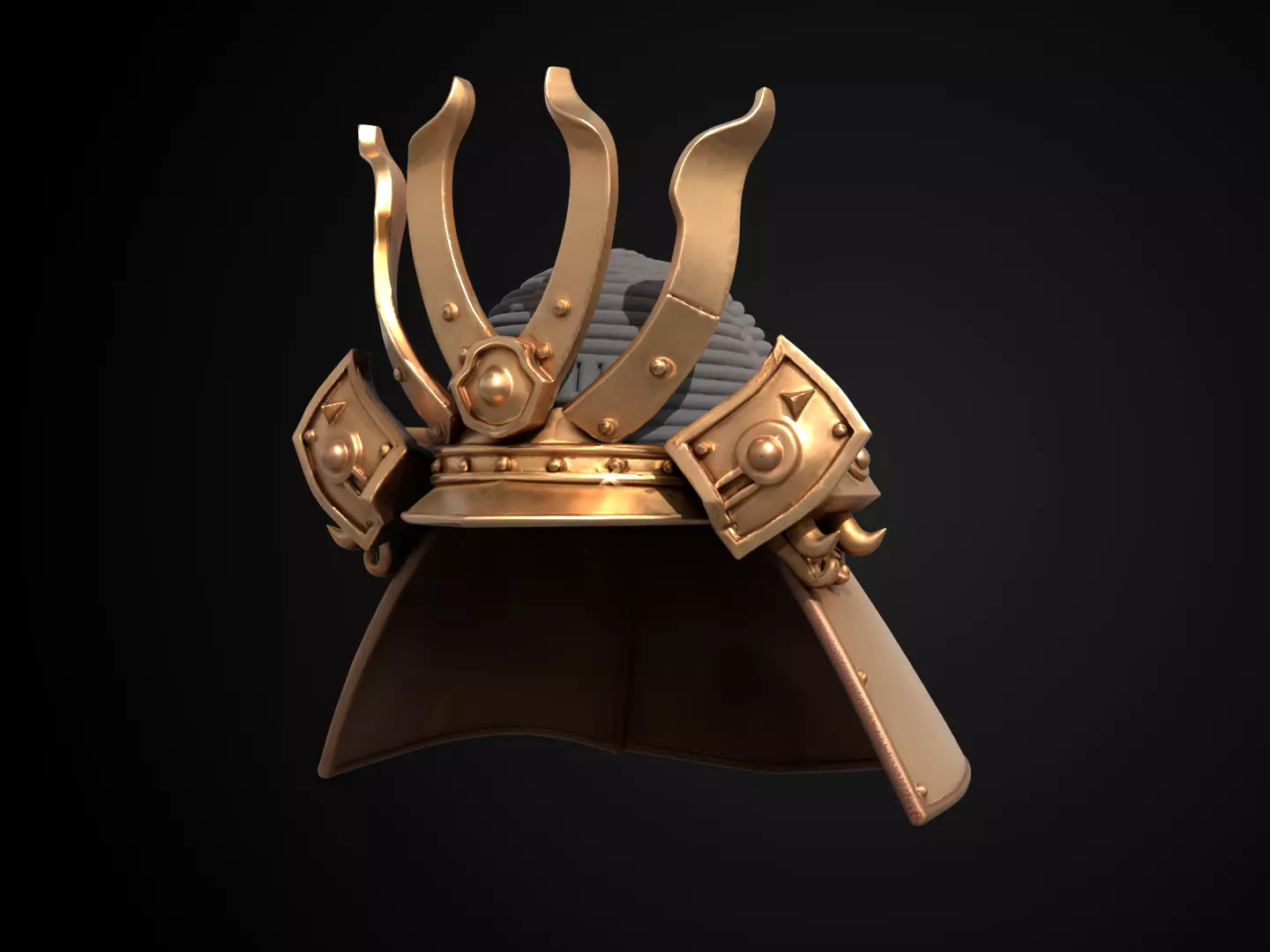 Stylized Samurai Helmet - Orochi Crest Kabuto 3D print model_11