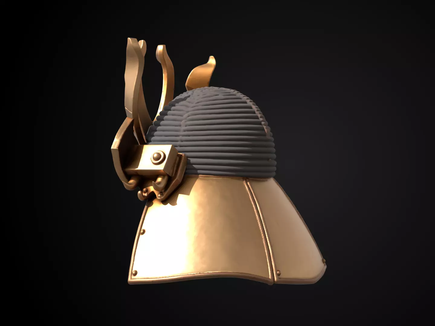 Stylized Samurai Helmet - Orochi Crest Kabuto 3D print model_8