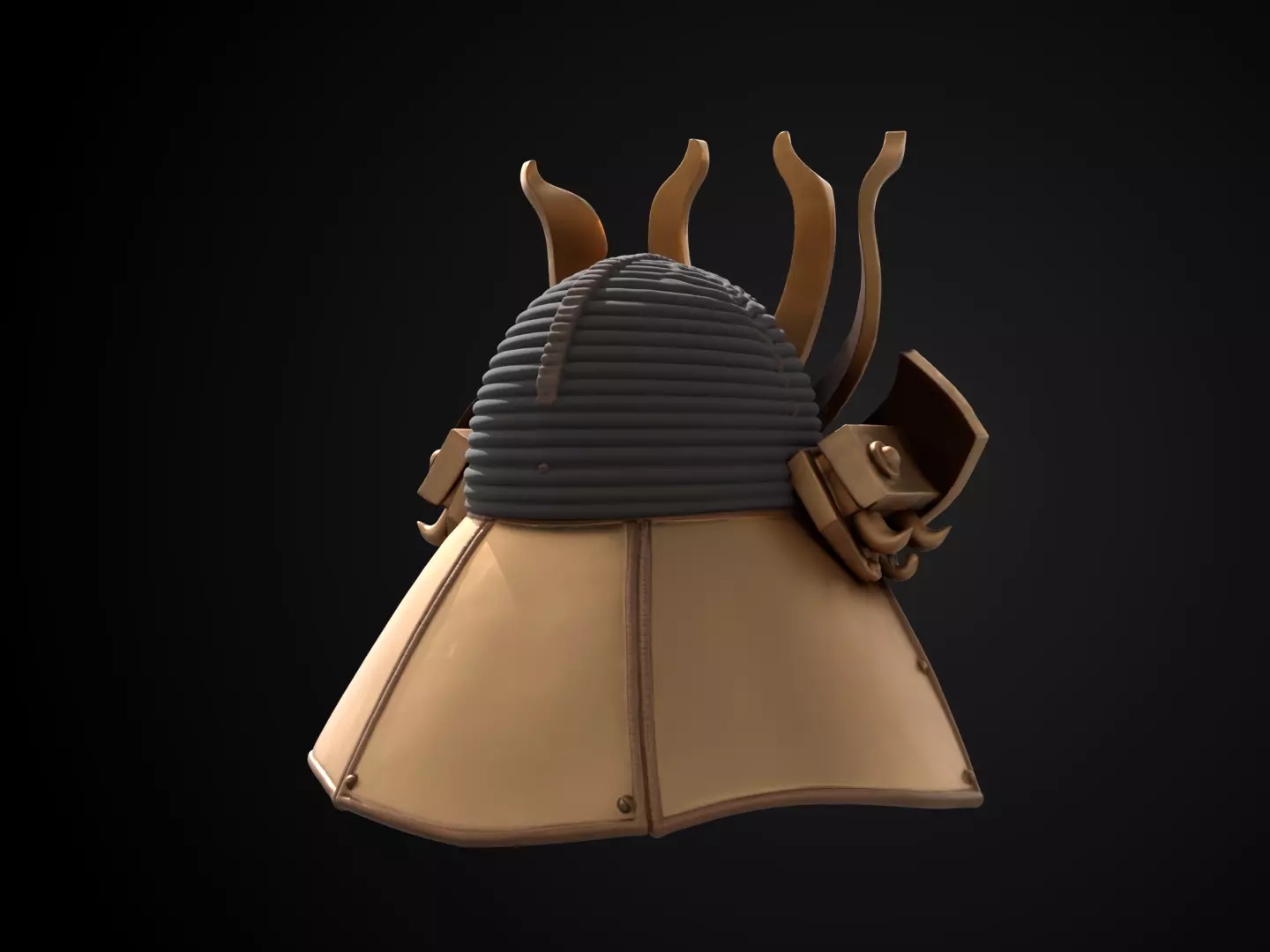 Stylized Samurai Helmet - Orochi Crest Kabuto 3D print model_5