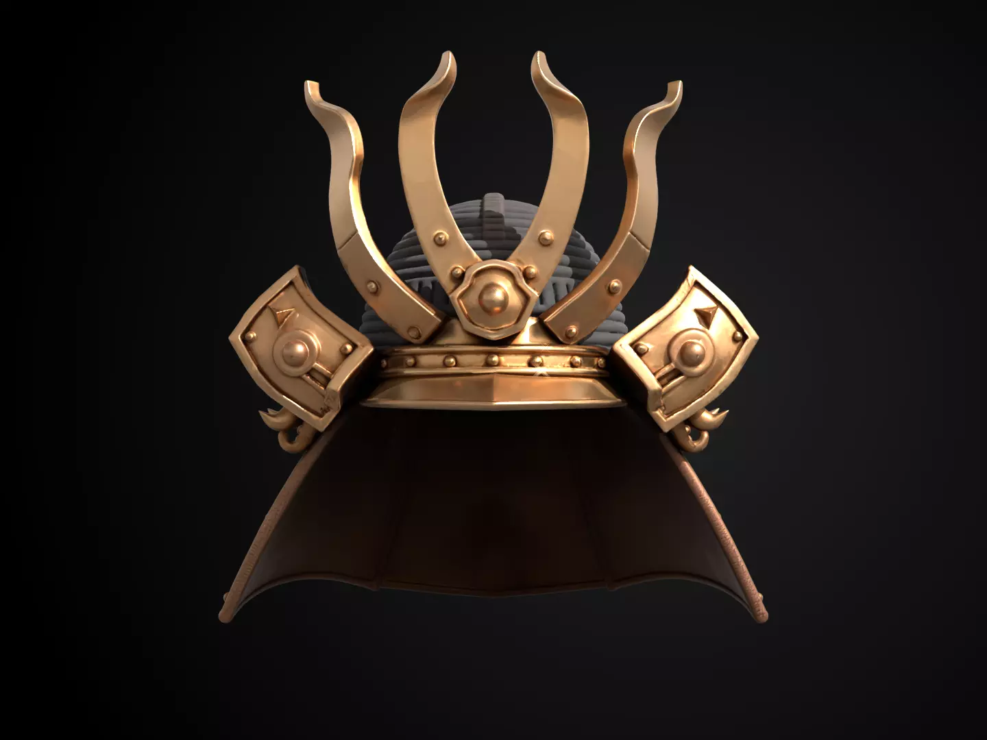 Stylized Samurai Helmet - Orochi Crest Kabuto 3D print model_12