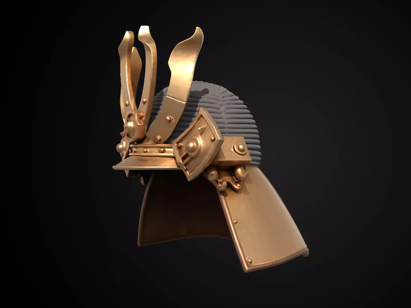 Stylized Samurai Helmet - Orochi Crest Kabuto 3D print model_10