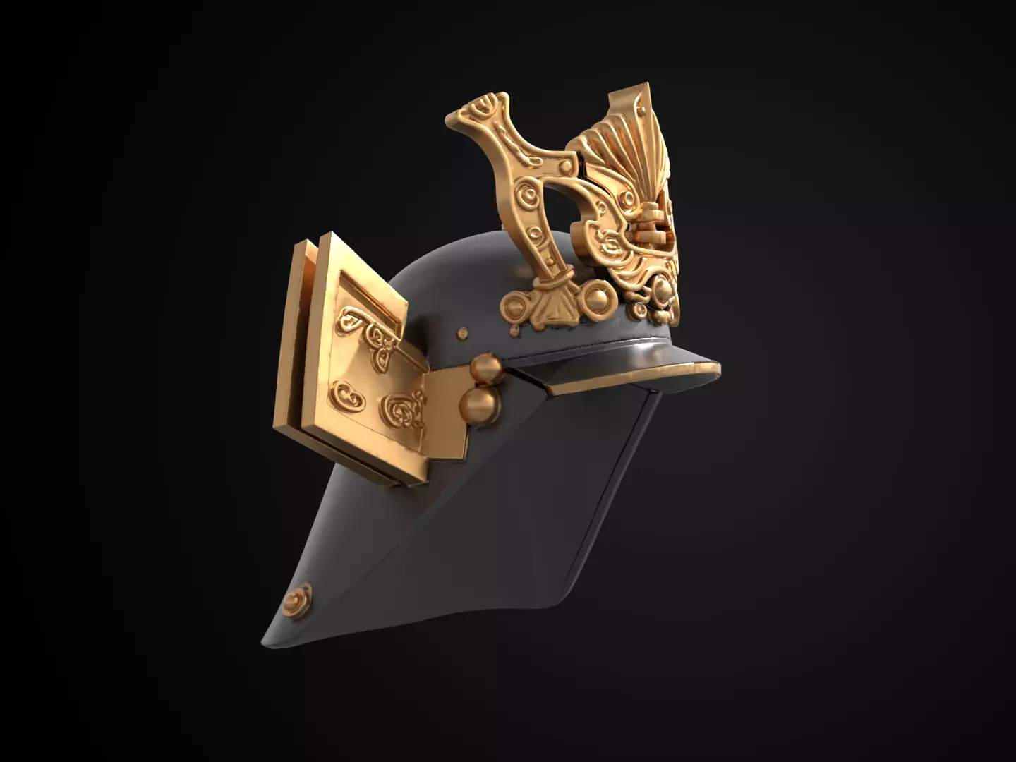 Stylized Samurai Helmet - Daimyos Honor Kabuto 3D print model_2