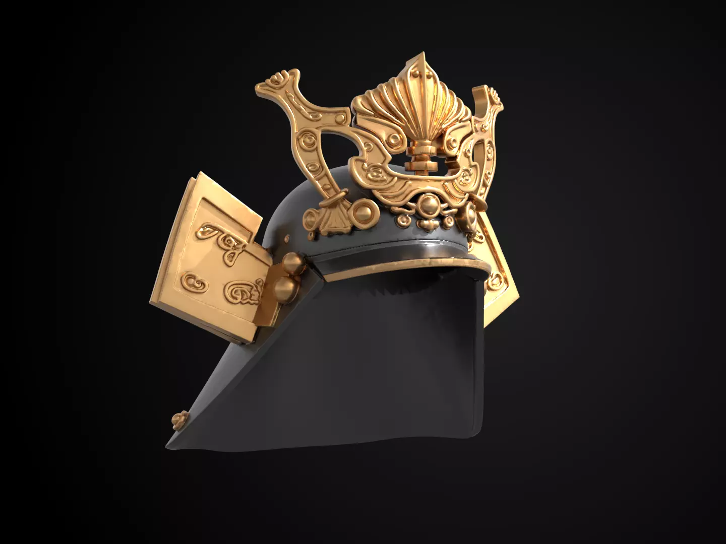 Stylized Samurai Helmet - Daimyos Honor Kabuto 3D print model_1