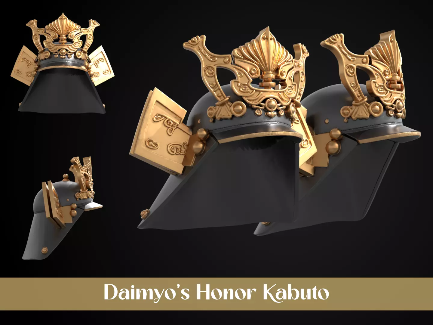Stylized Samurai Helmet - Daimyos Honor Kabuto 3D print model_0