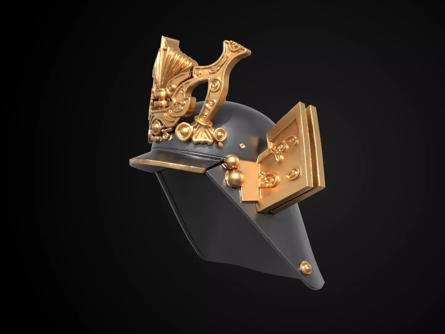 Stylized Samurai Helmet - Daimyos Honor Kabuto 3D print model_10