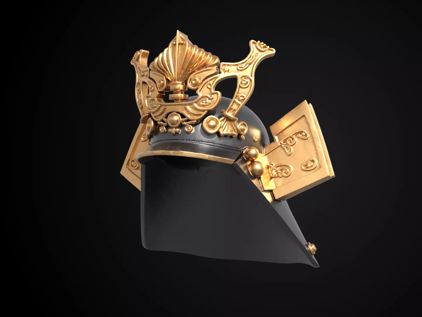 Stylized Samurai Helmet - Daimyos Honor Kabuto 3D print model_11