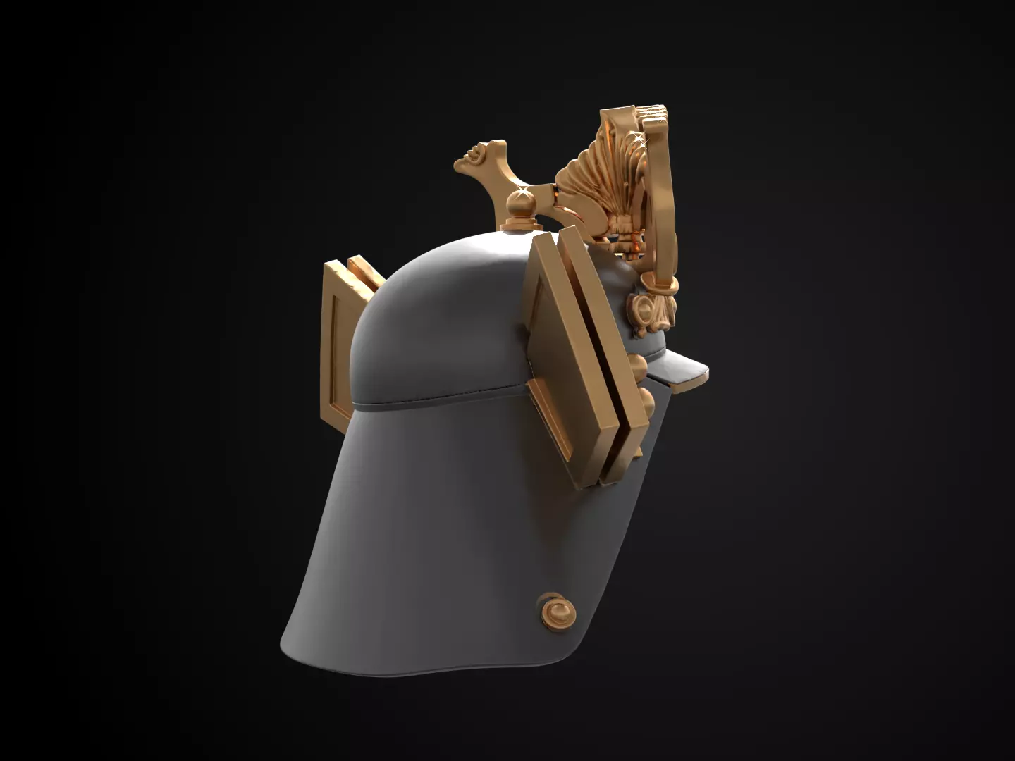 Stylized Samurai Helmet - Daimyos Honor Kabuto 3D print model_4