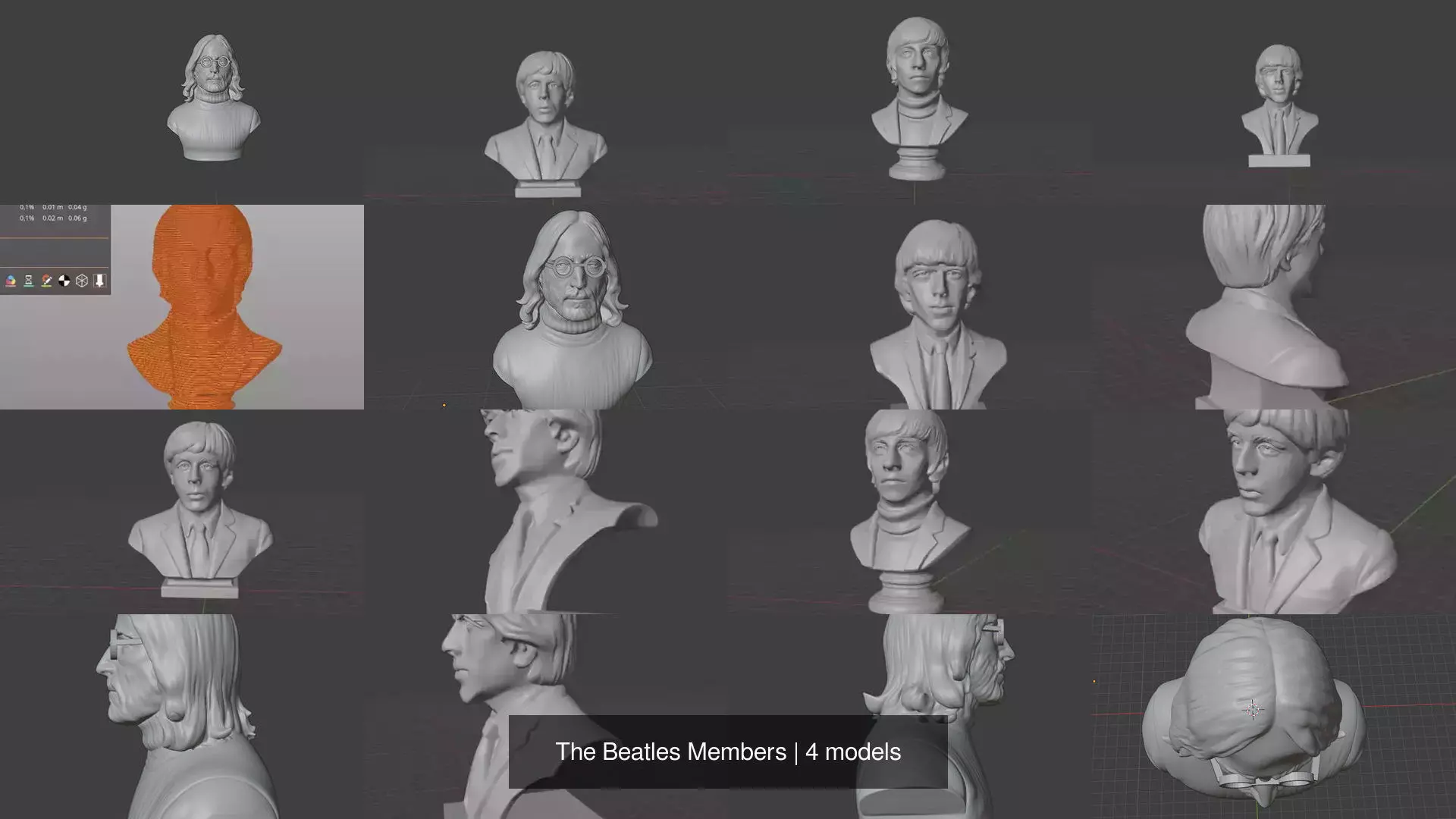 The Beatles Members 3D Model Collection_1