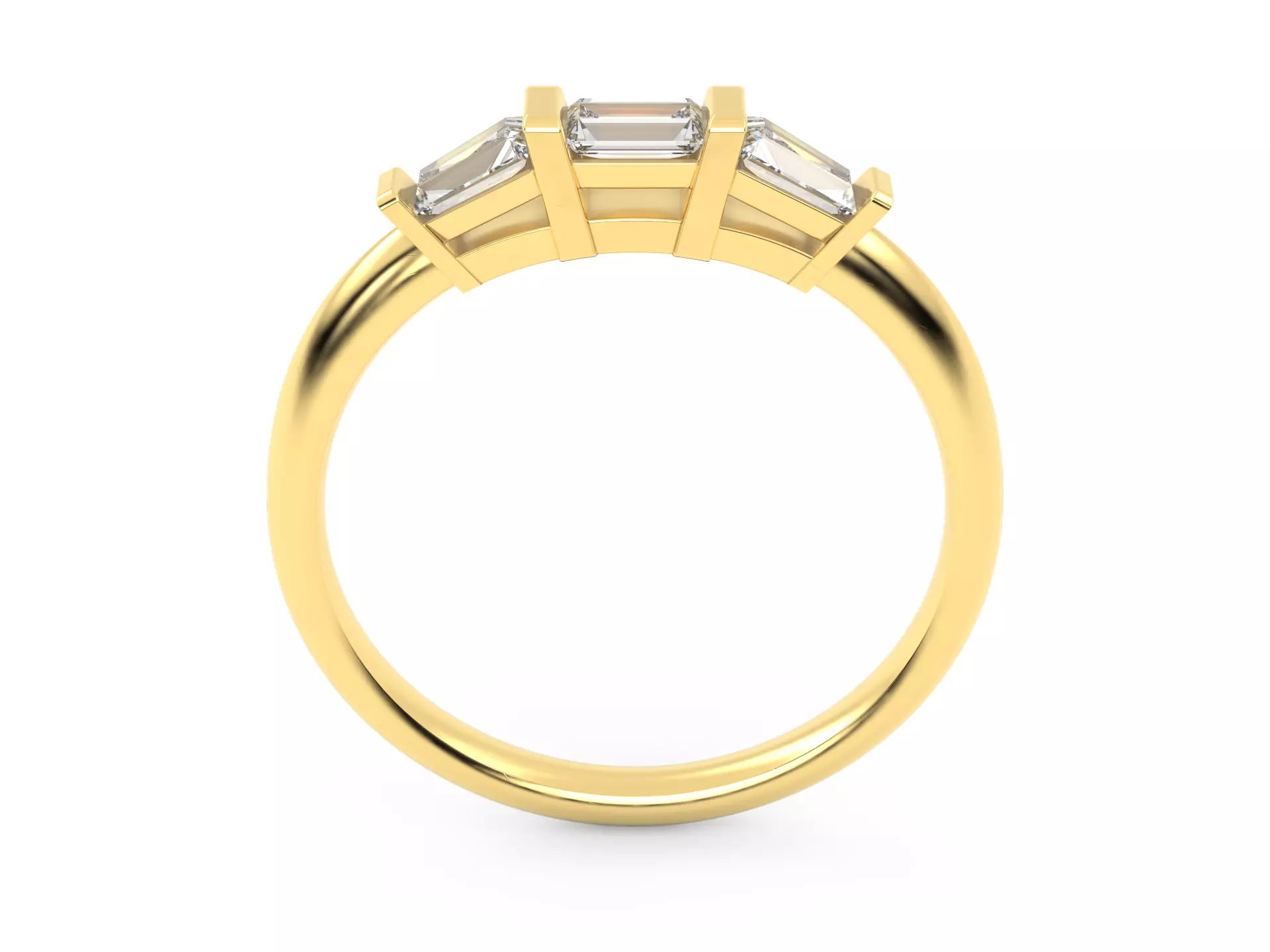 Triple Baguette Ring 3D print model_0