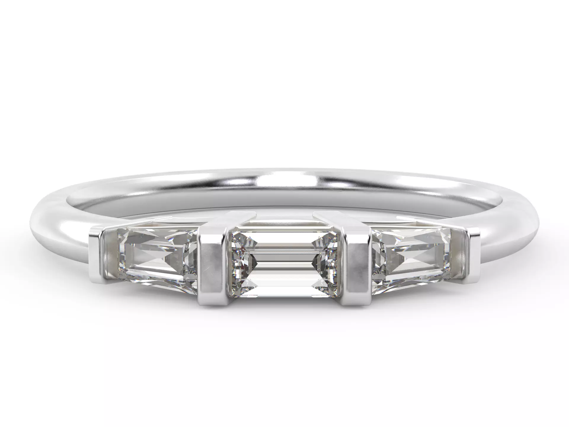 Triple Baguette Ring 3D print model_1