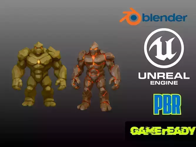 Elemental Rock Golems Free low-poly 3D model
