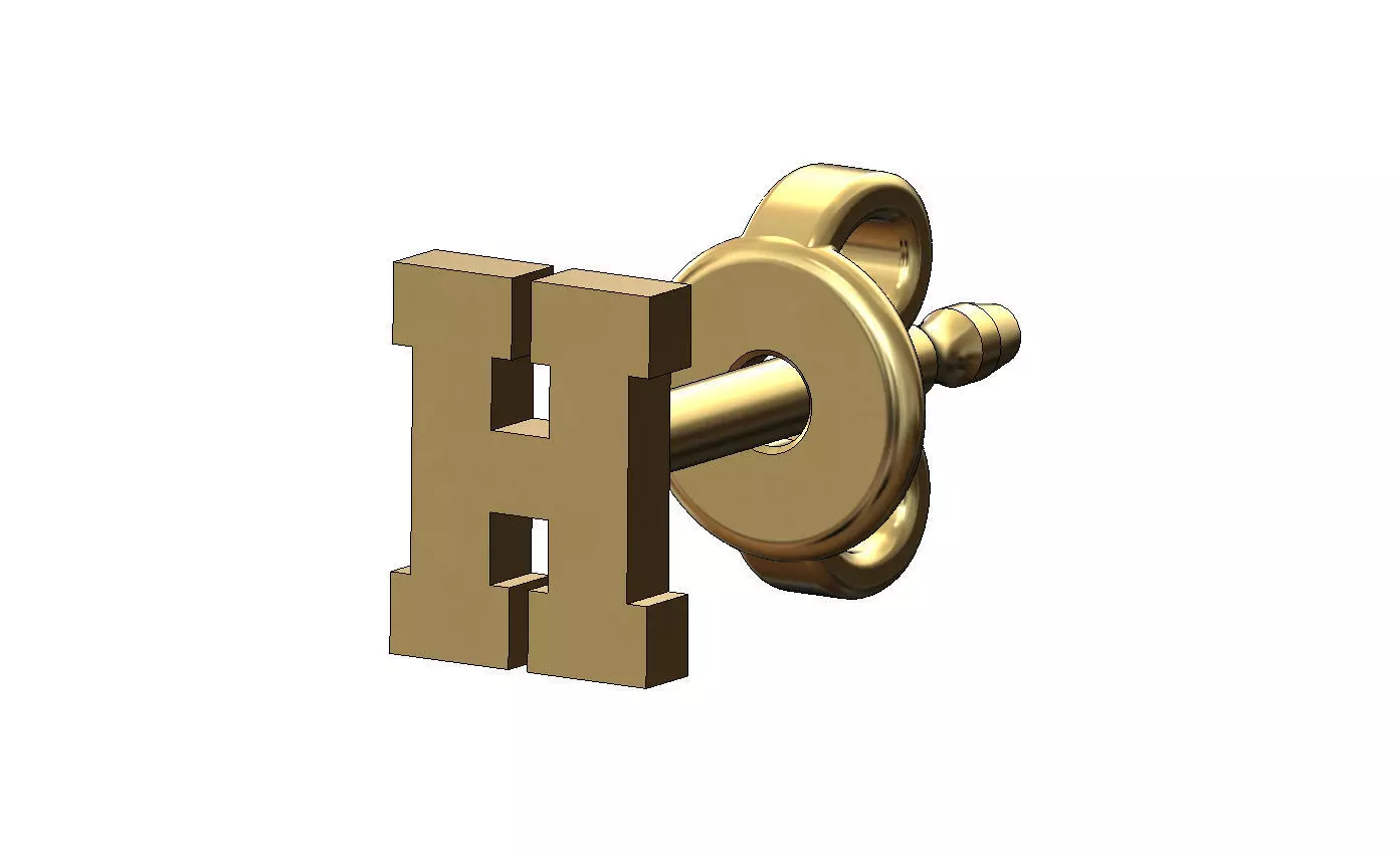 H letter varsity font stud earring 3D print model