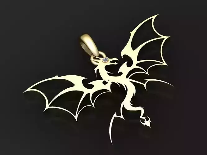 Gold dragon pendant 3D printable model  