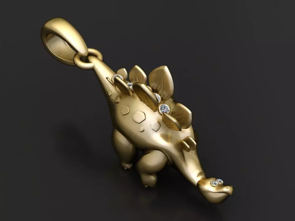 Gold dinosaur pendant 3D printable model 3D print model_1