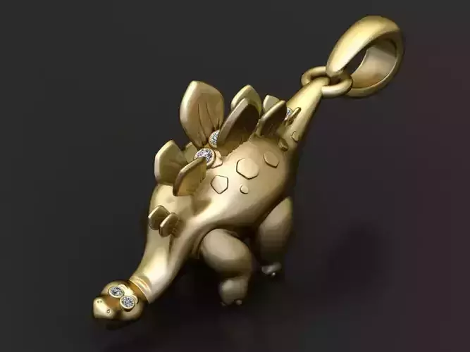 Gold dinosaur pendant 3D printable model  