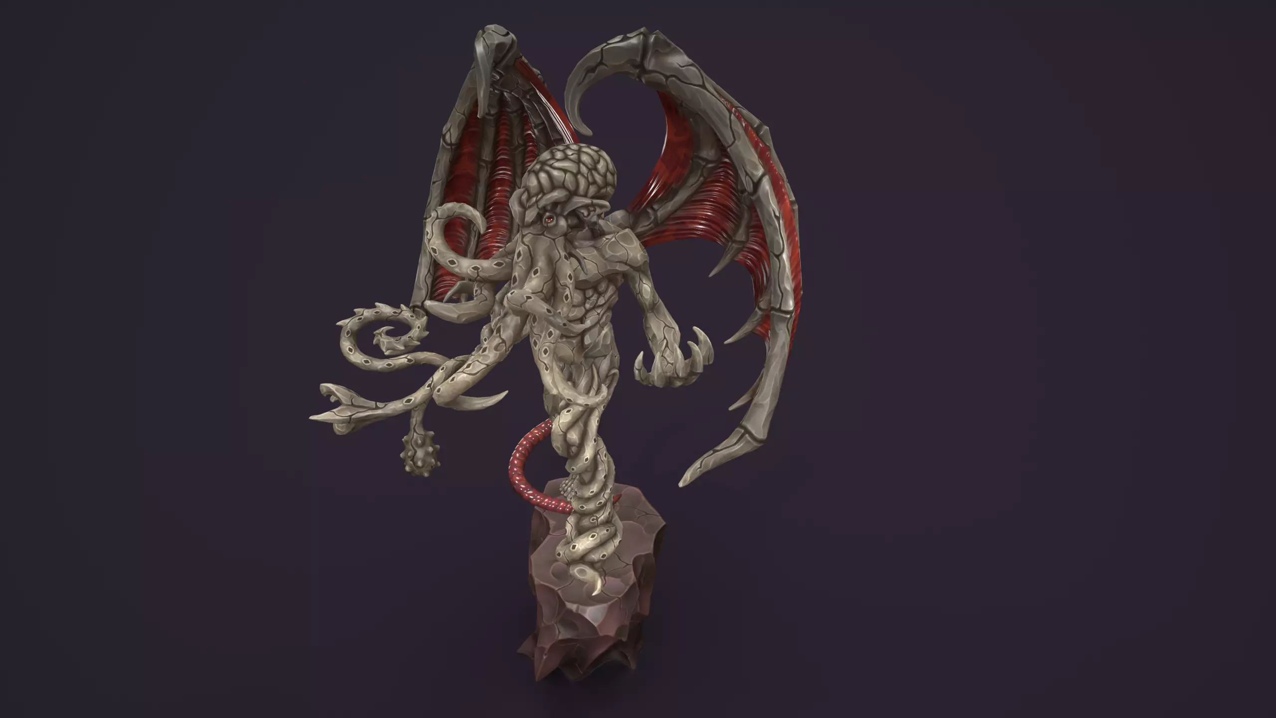 Ancient Warlord Statue Stone Low-poly 3D model_11