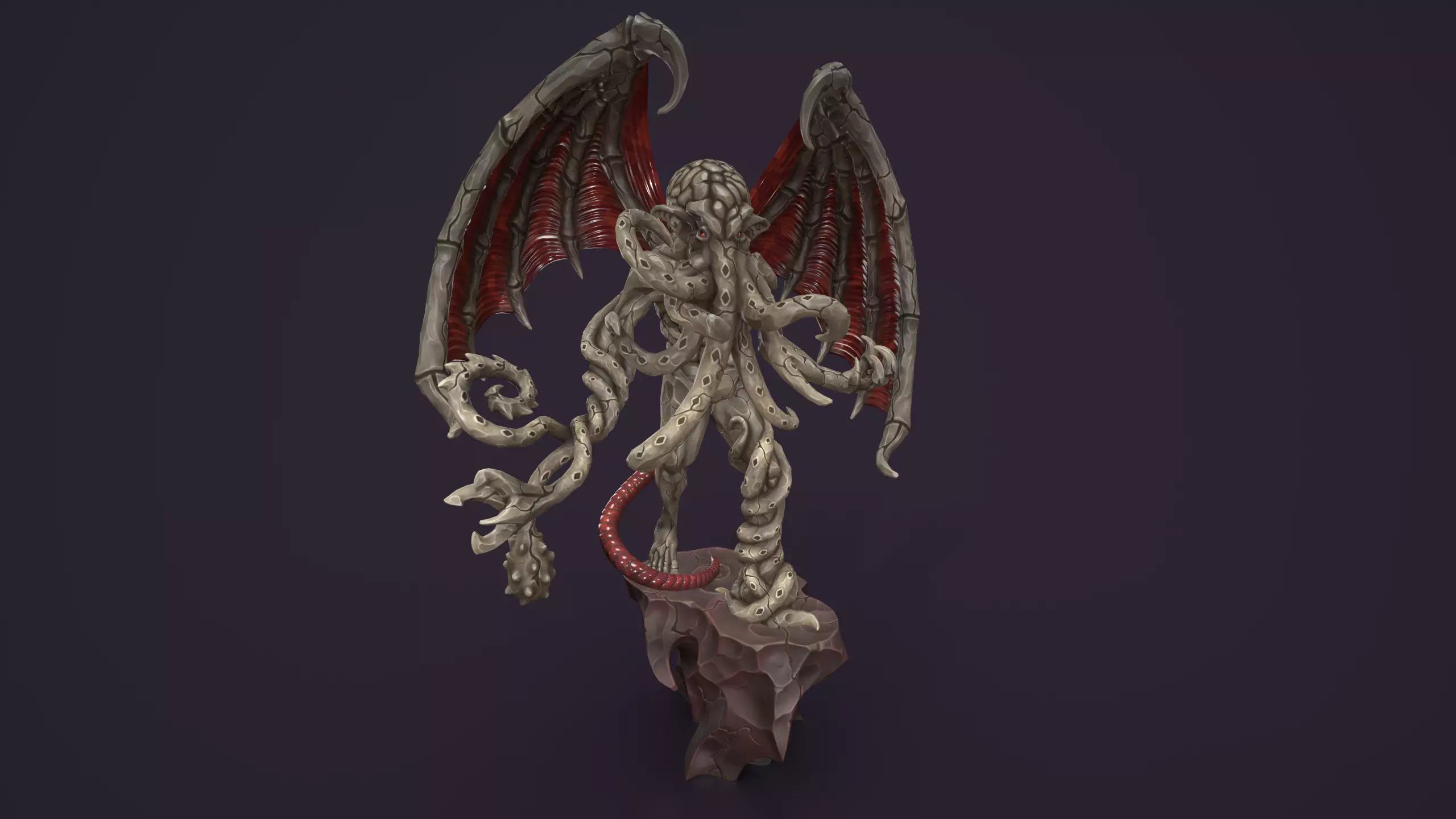 Ancient Warlord Statue Stone Low-poly 3D model_3