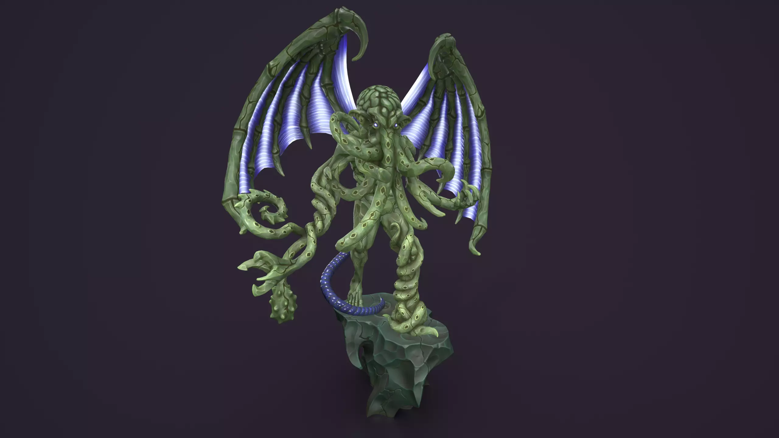 Ancient Warlord Statue Stone Low-poly 3D model_6