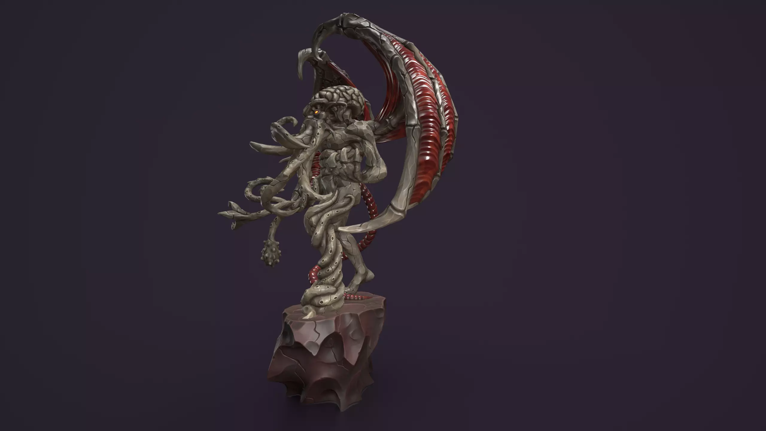 Ancient Warlord Statue Stone Low-poly 3D model_15