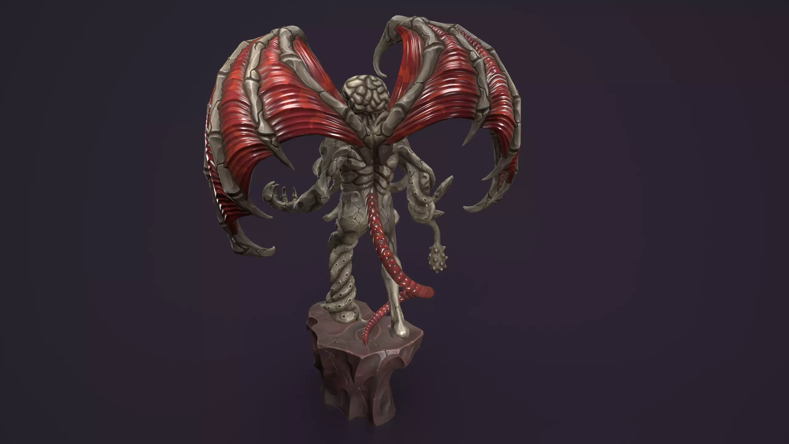 Ancient Warlord Statue Stone Low-poly 3D model_13