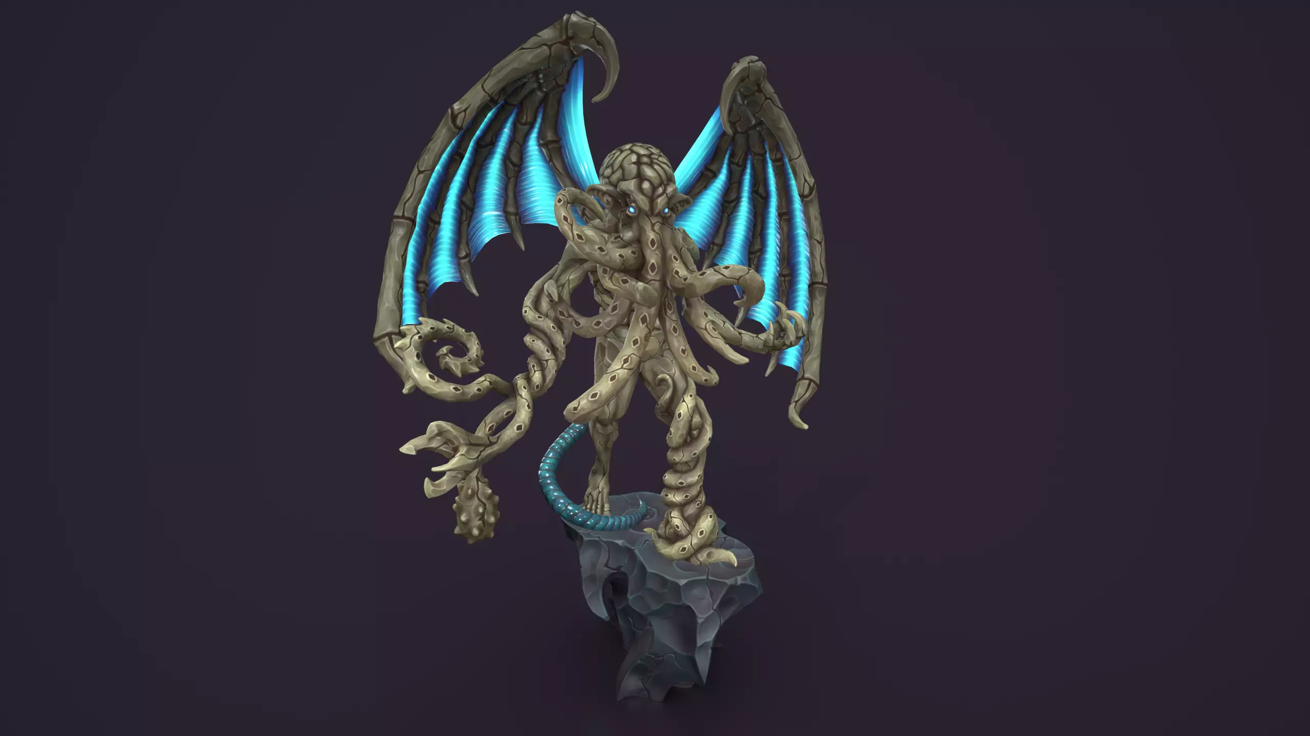 Ancient Warlord Statue Stone Low-poly 3D model_4