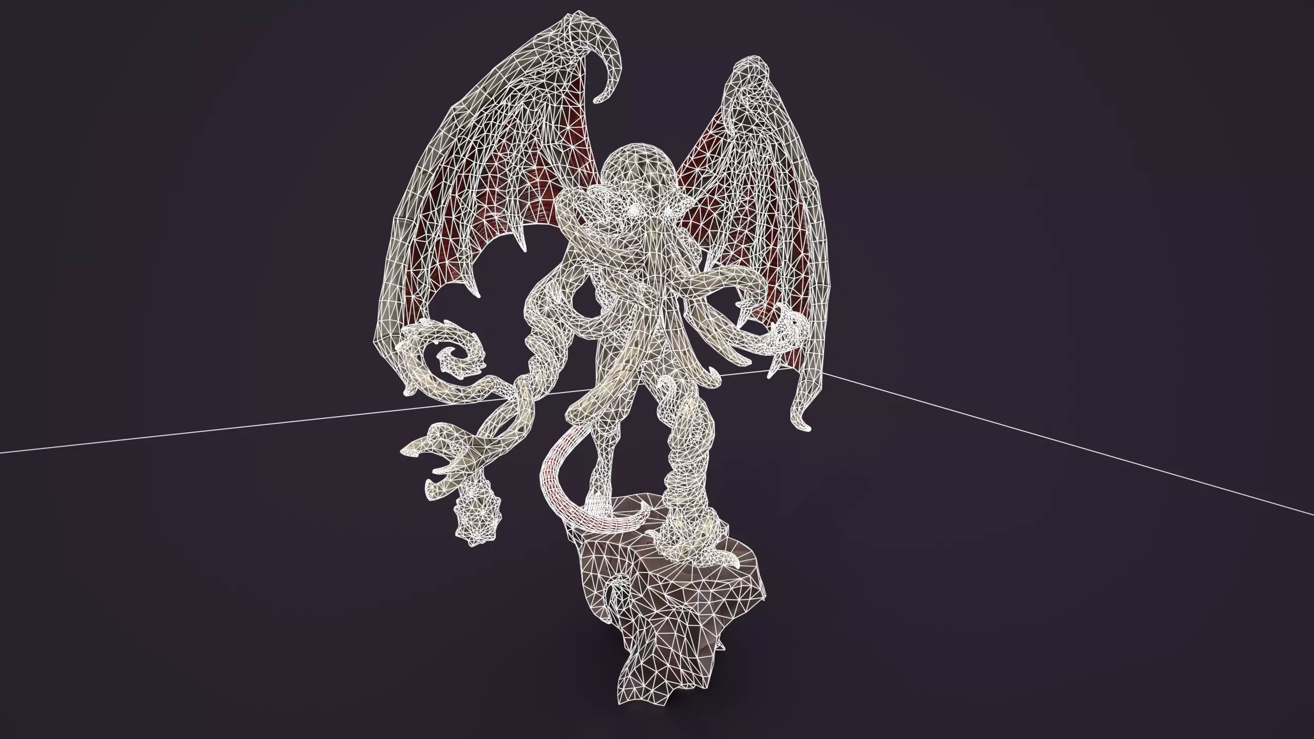 Ancient Warlord Statue Stone Low-poly 3D model_2