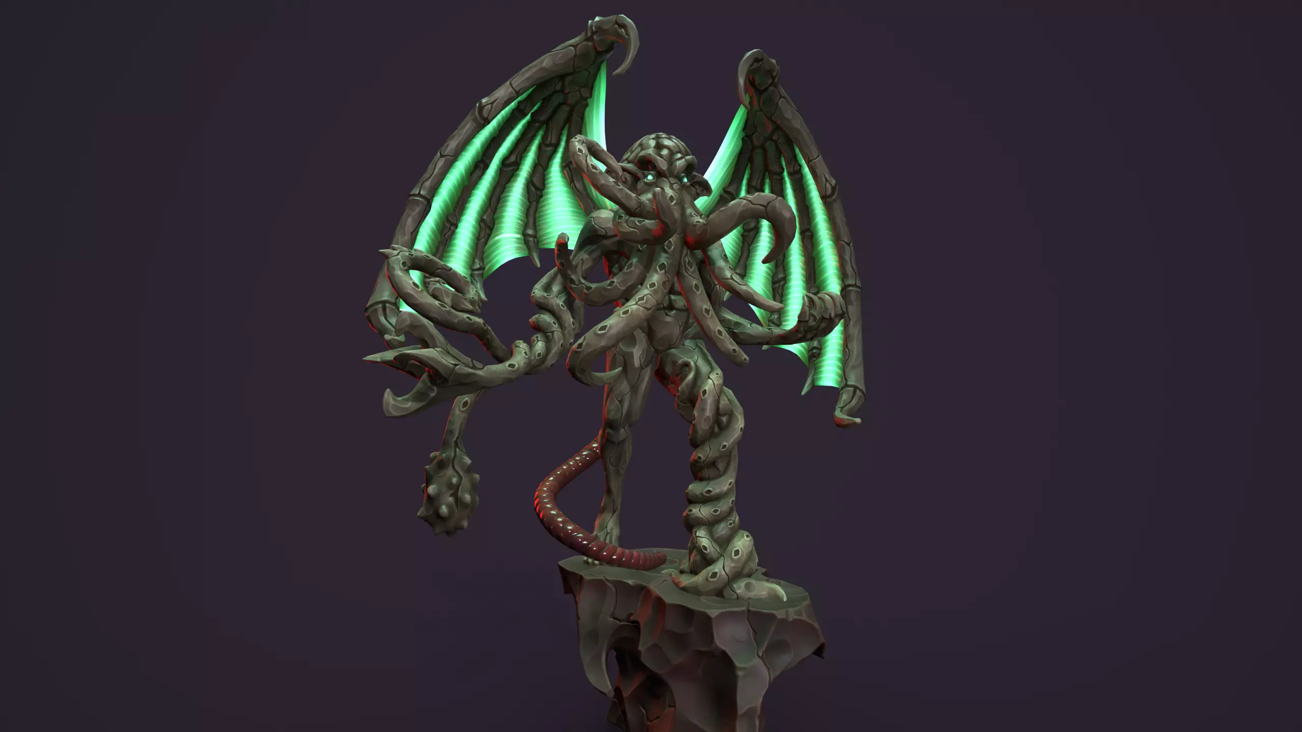 Ancient Warlord Statue Stone Low-poly 3D model_0