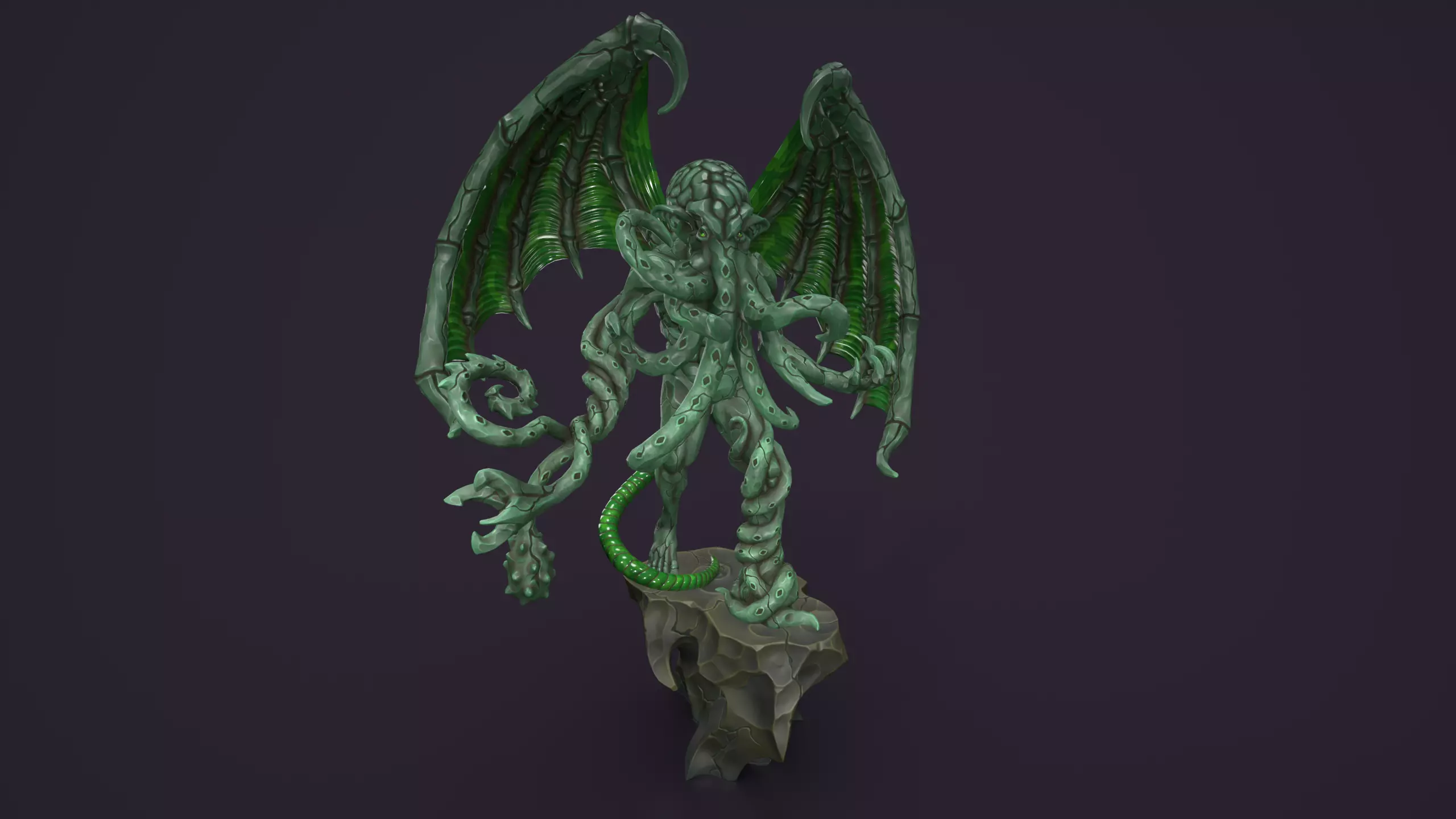 Ancient Warlord Statue Stone Low-poly 3D model_10