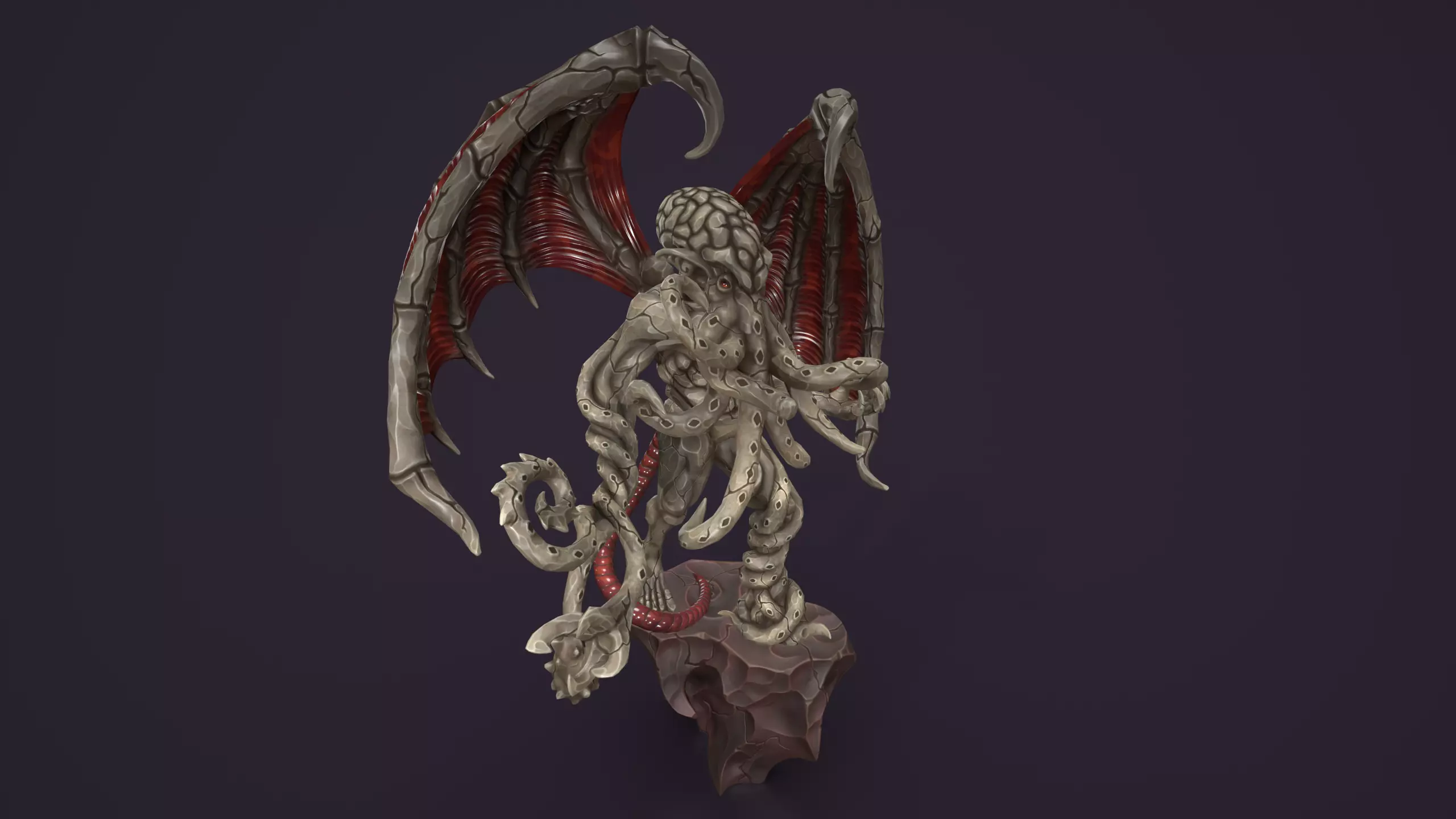 Ancient Warlord Statue Stone Low-poly 3D model_12