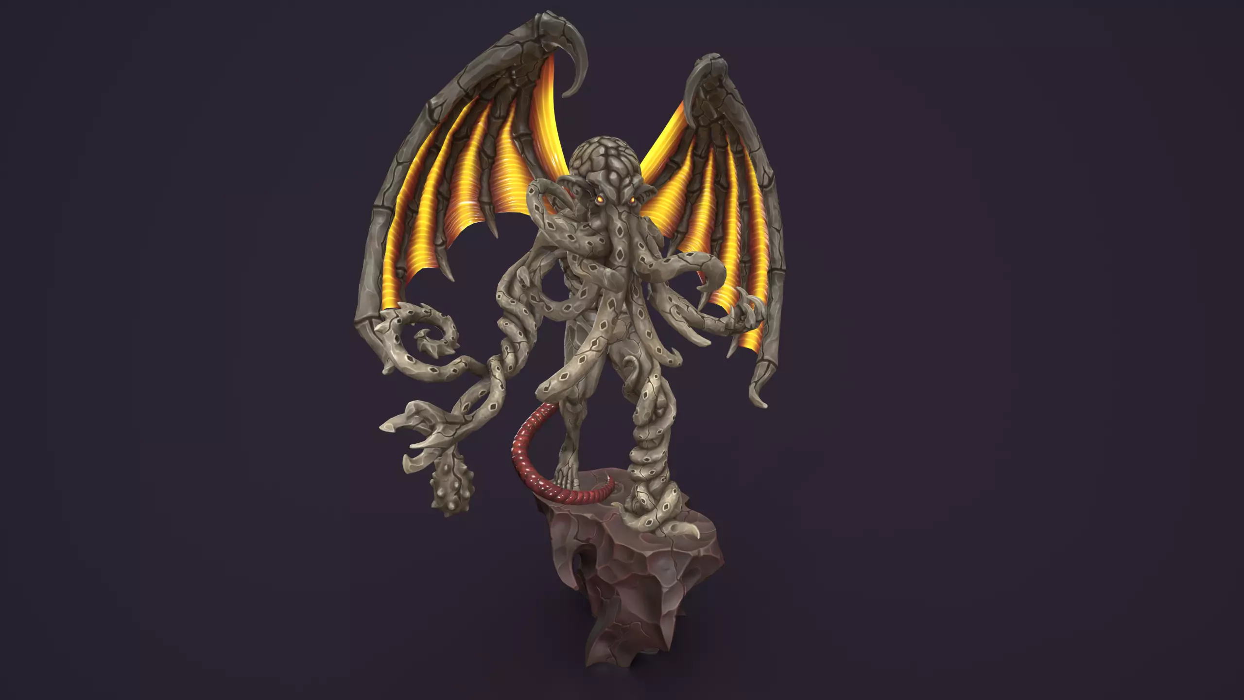 Ancient Warlord Statue Stone Low-poly 3D model_1