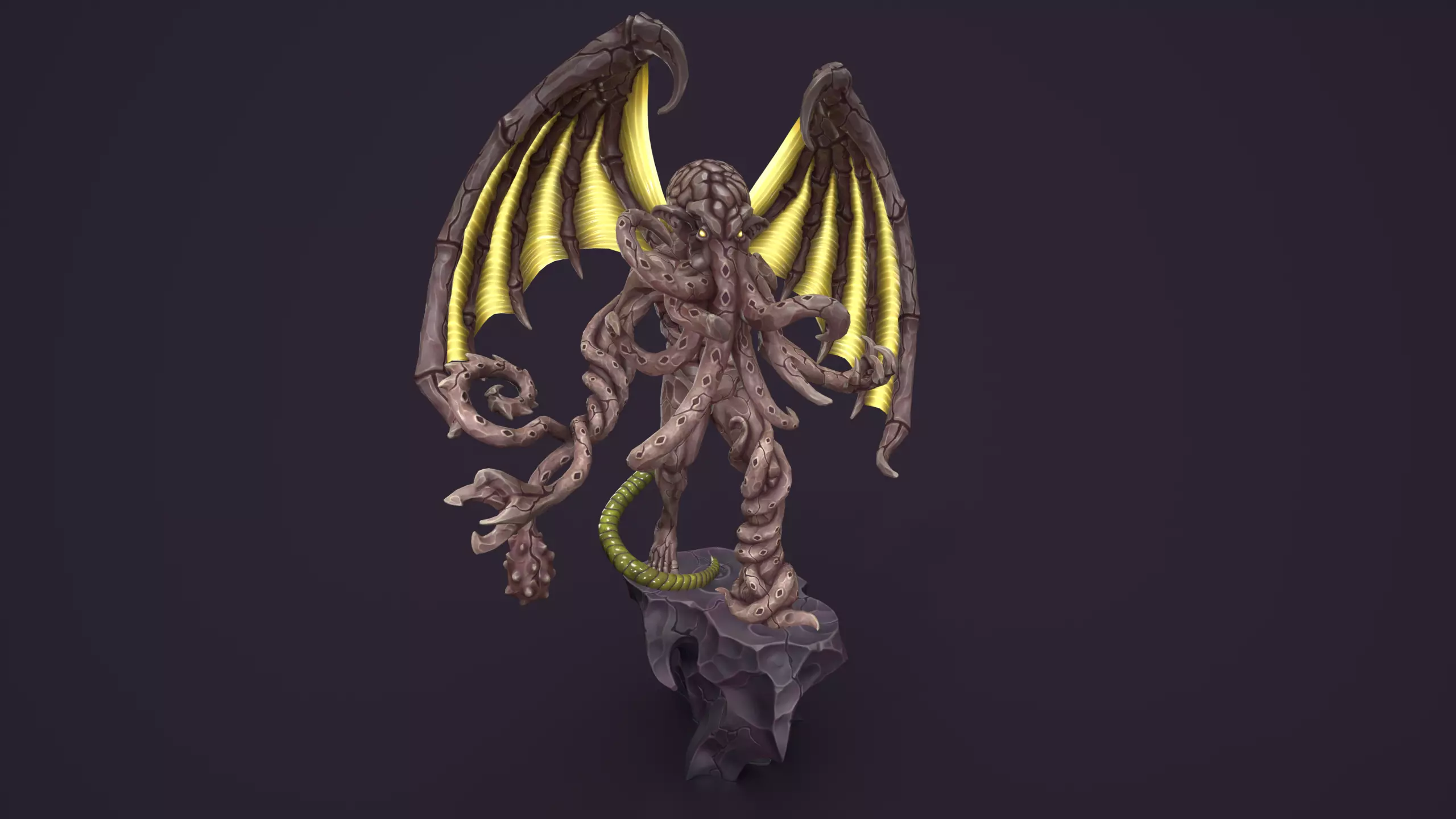 Ancient Warlord Statue Stone Low-poly 3D model_5