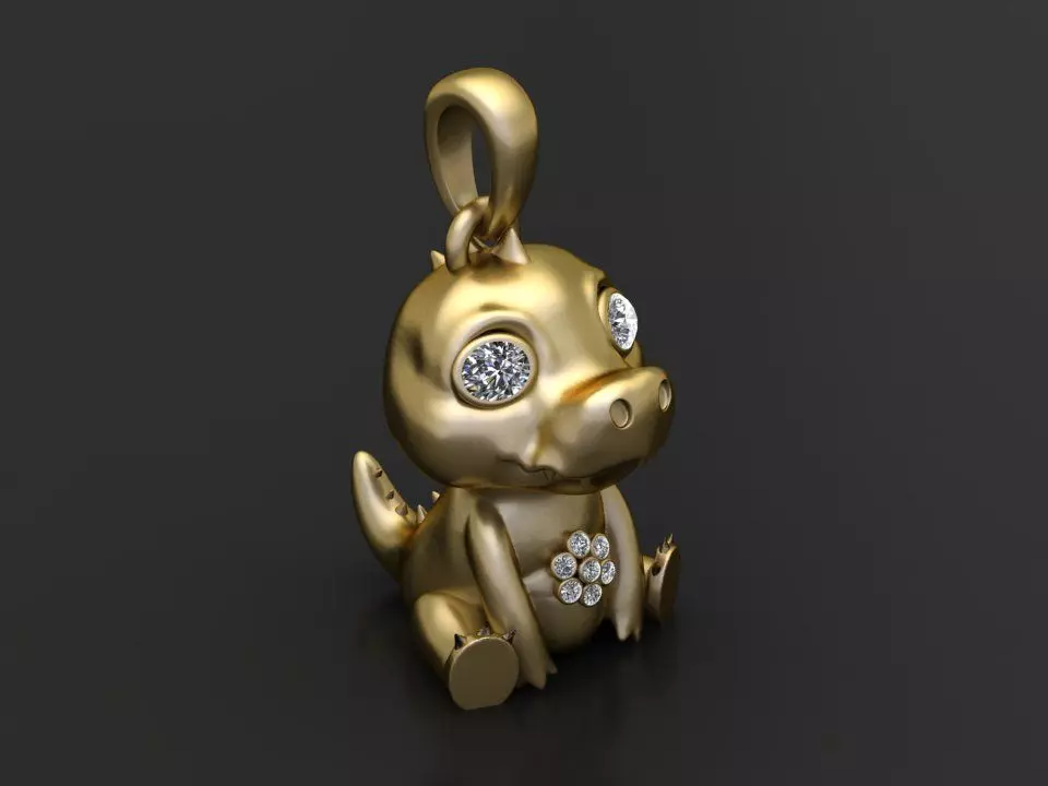 Gold dragon pendant 3D printable model 3D print model_1