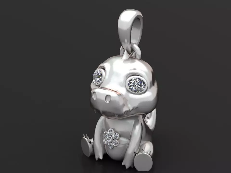 Gold dragon pendant 3D printable model 3D print model_2