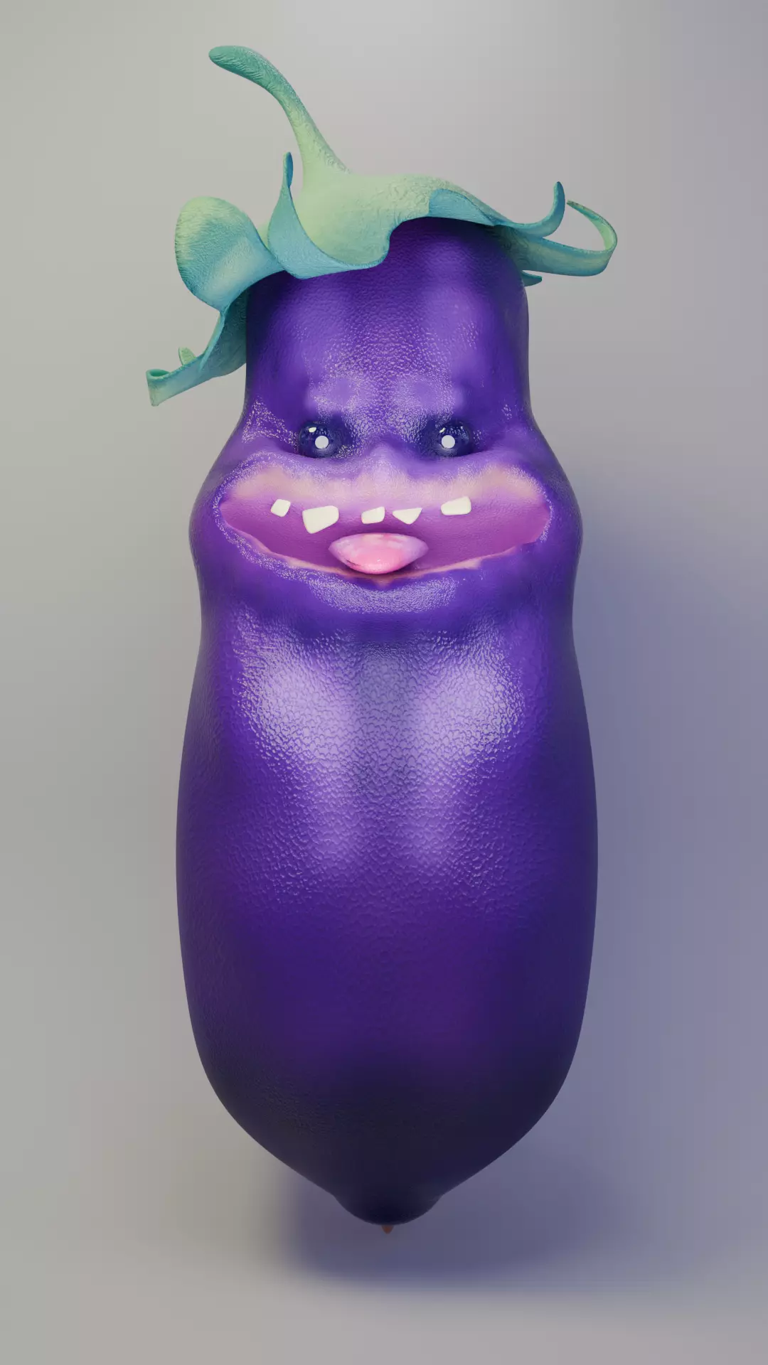 Cute Cartoon Eggplant Character 3D Model 3D model_0