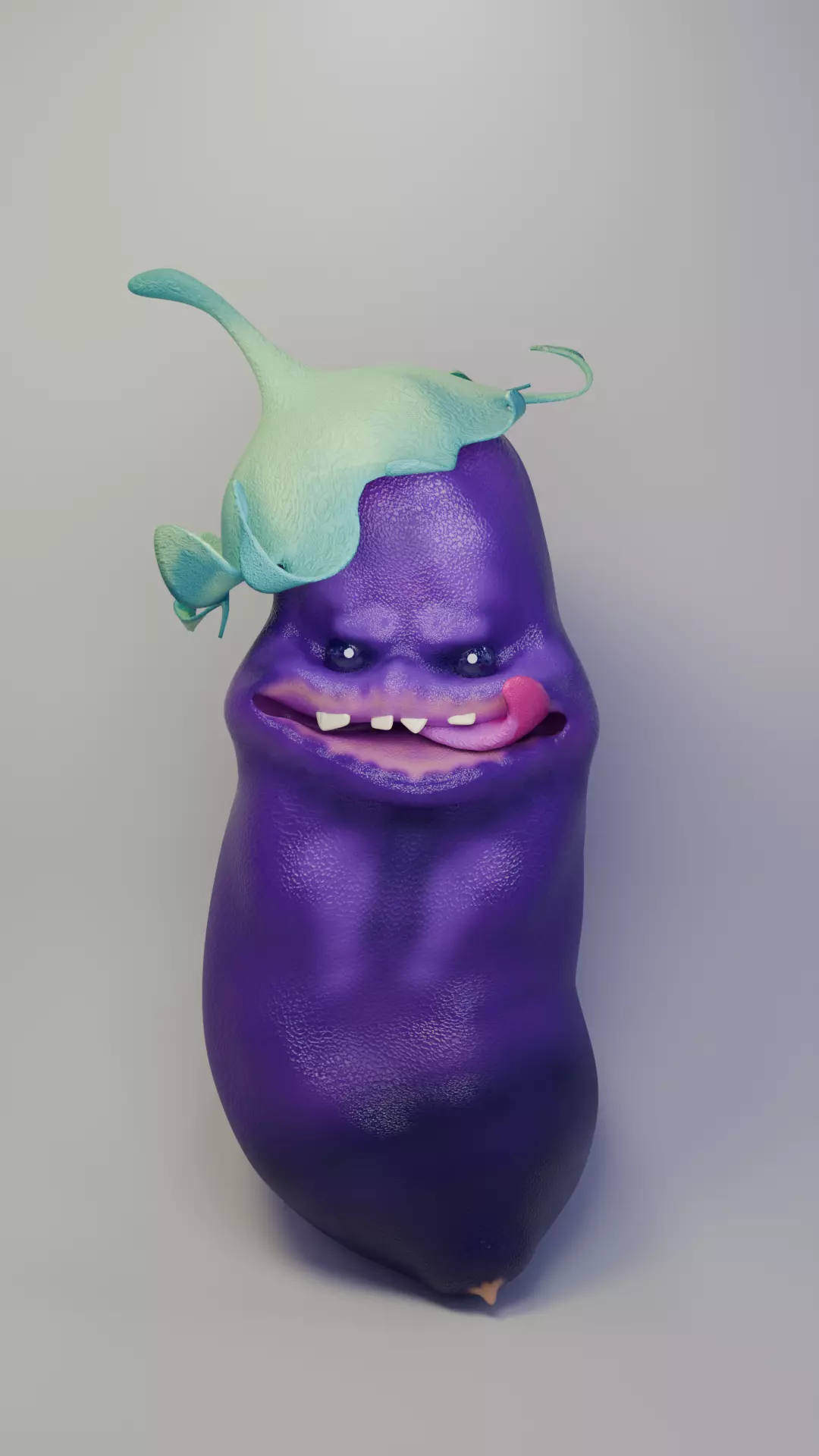Cute Cartoon Eggplant Character 3D Model 3D model_5
