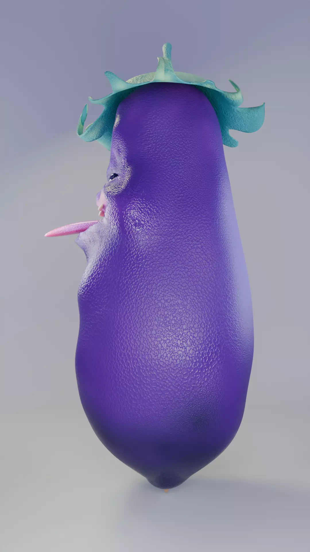 Cute Cartoon Eggplant Character 3D Model 3D model_1