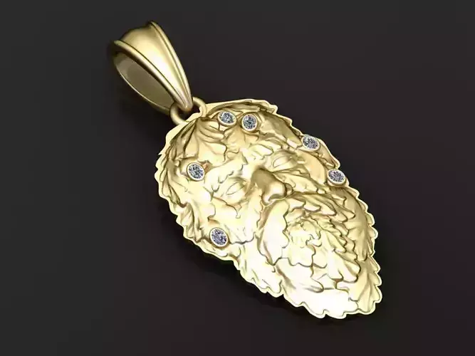 Gold leaf face pendant 3D printable model  