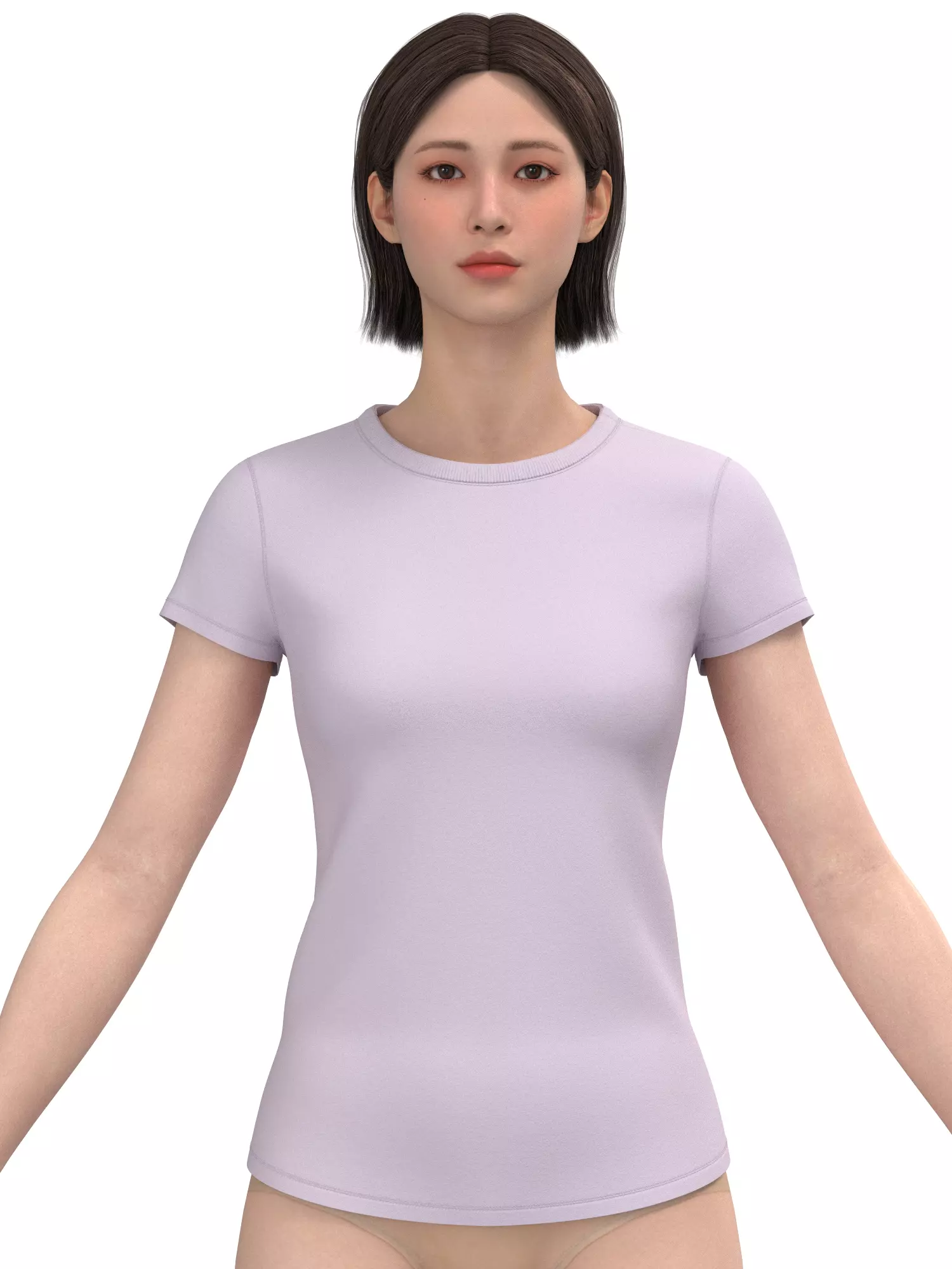 Female Tshirt 3D model_1