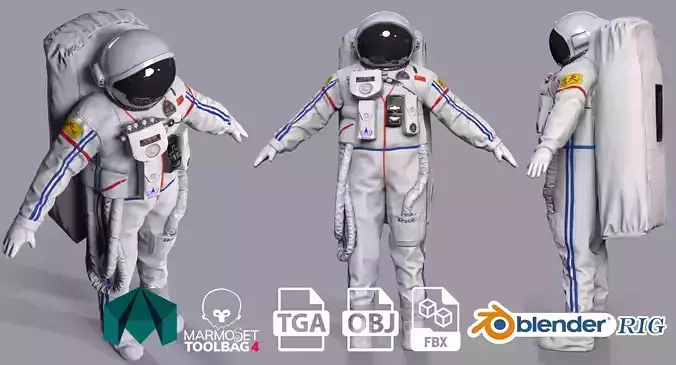 Spacesuit Astronaut steller Game Assets Low-poly 3D model
