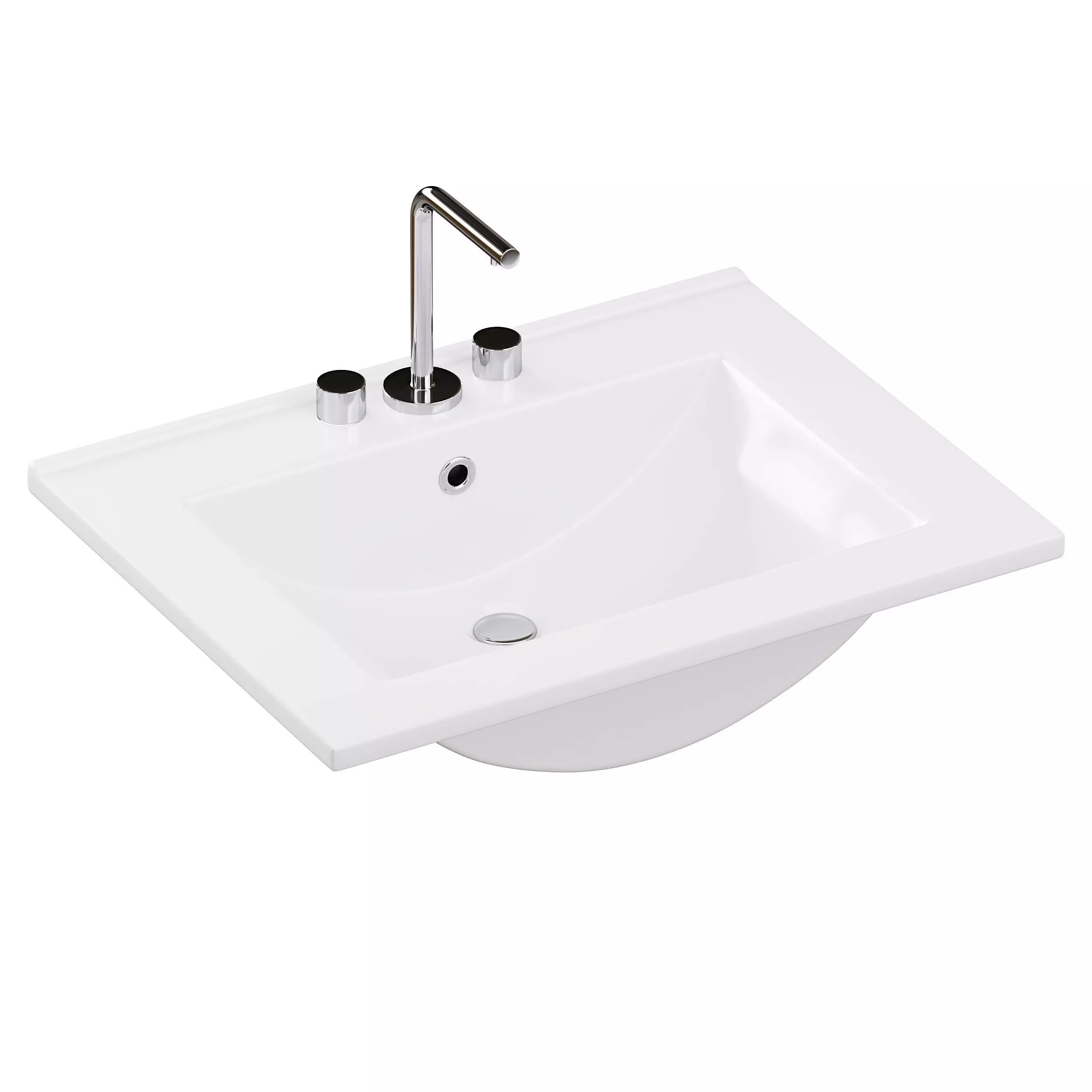 Drop In Sink Self Rimming for Bathroom 3D model_3