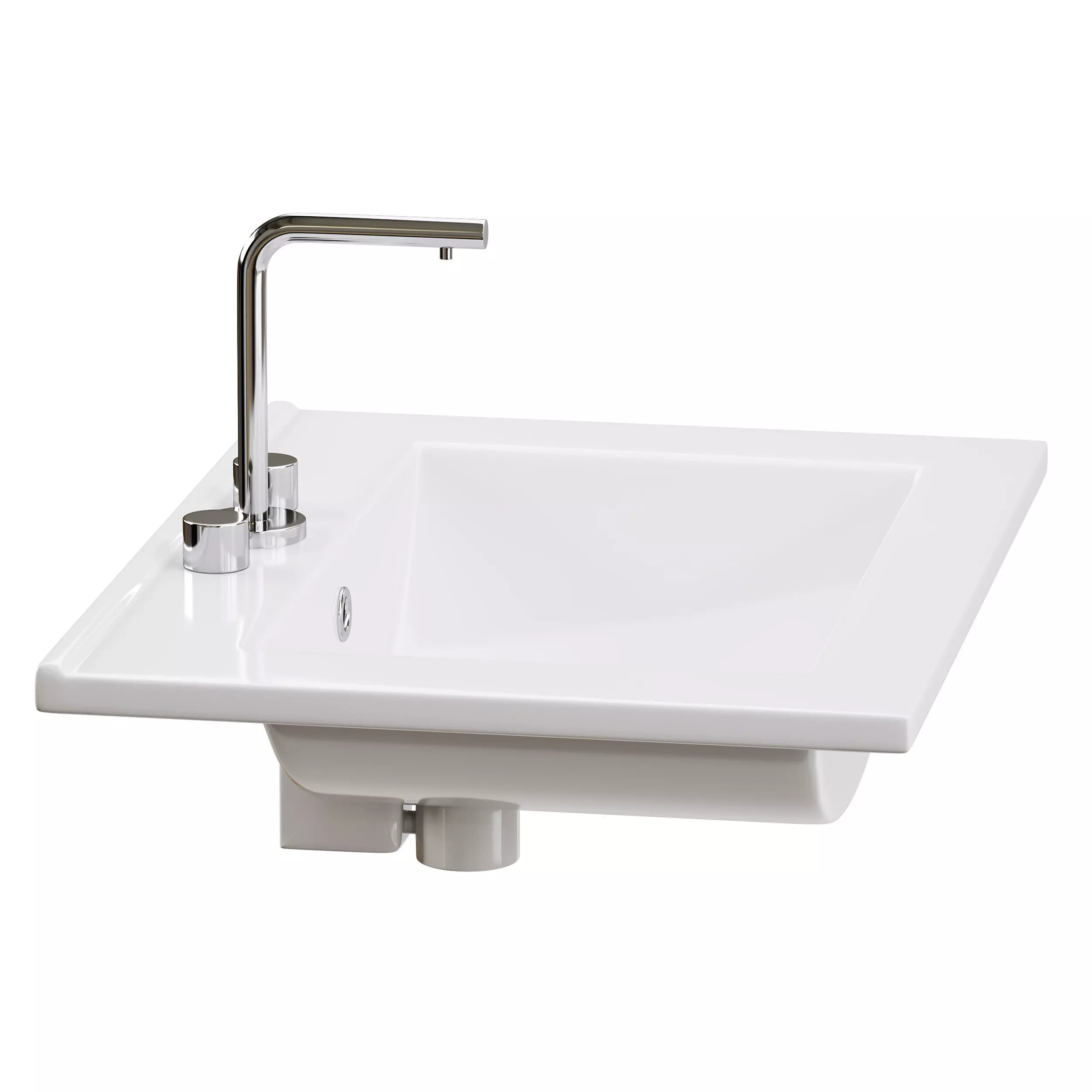 Drop In Sink Self Rimming for Bathroom 3D model_4