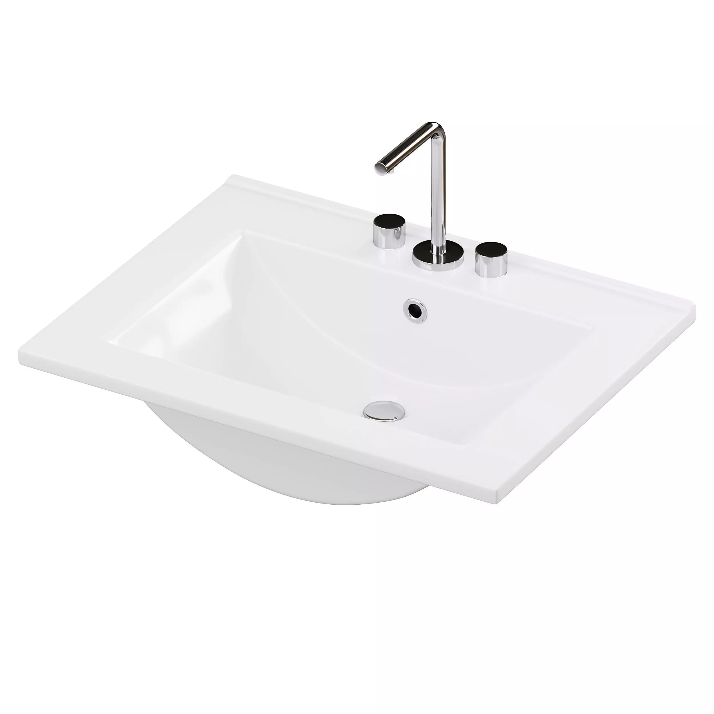 Drop In Sink Self Rimming for Bathroom 3D model_2