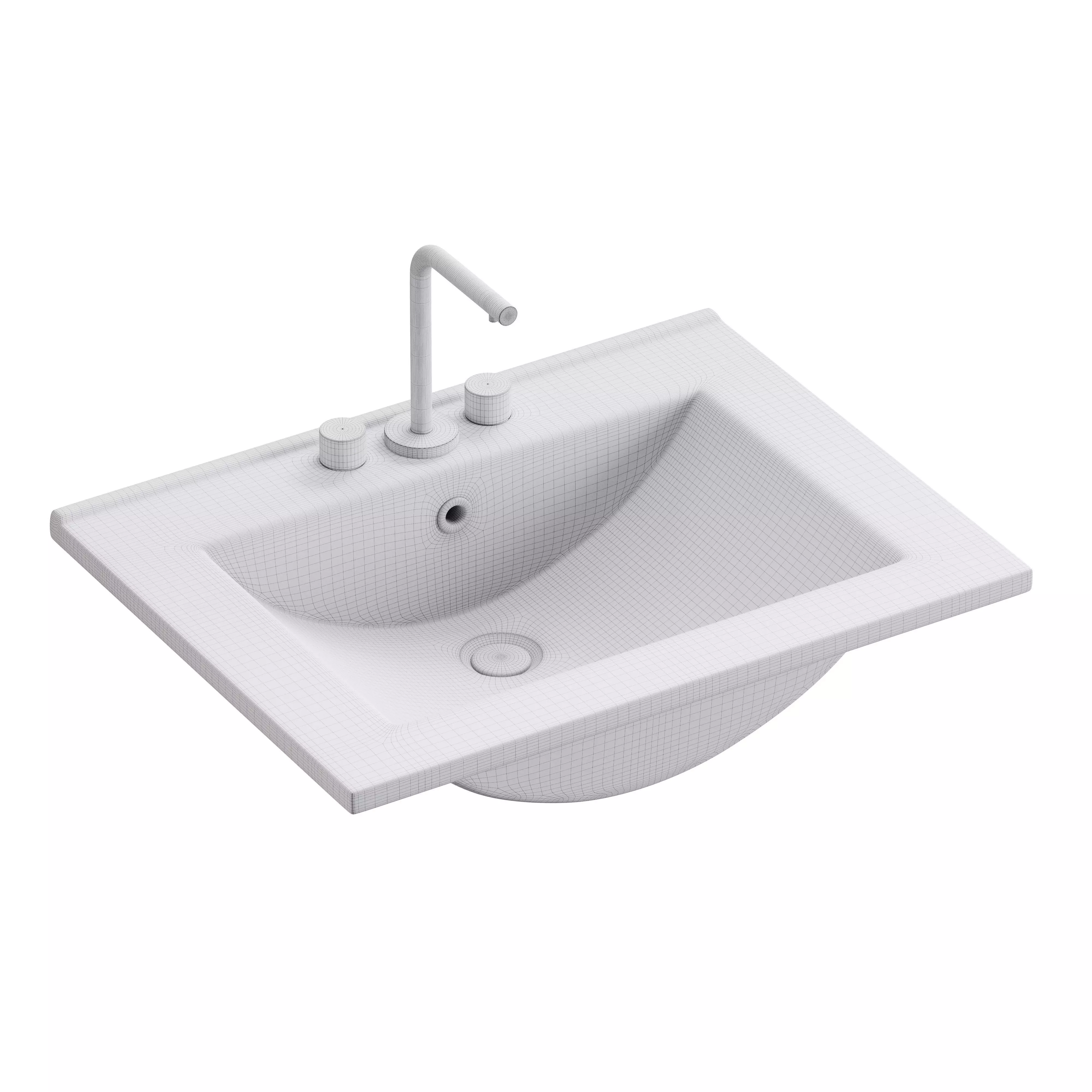 Drop In Sink Self Rimming for Bathroom 3D model_13