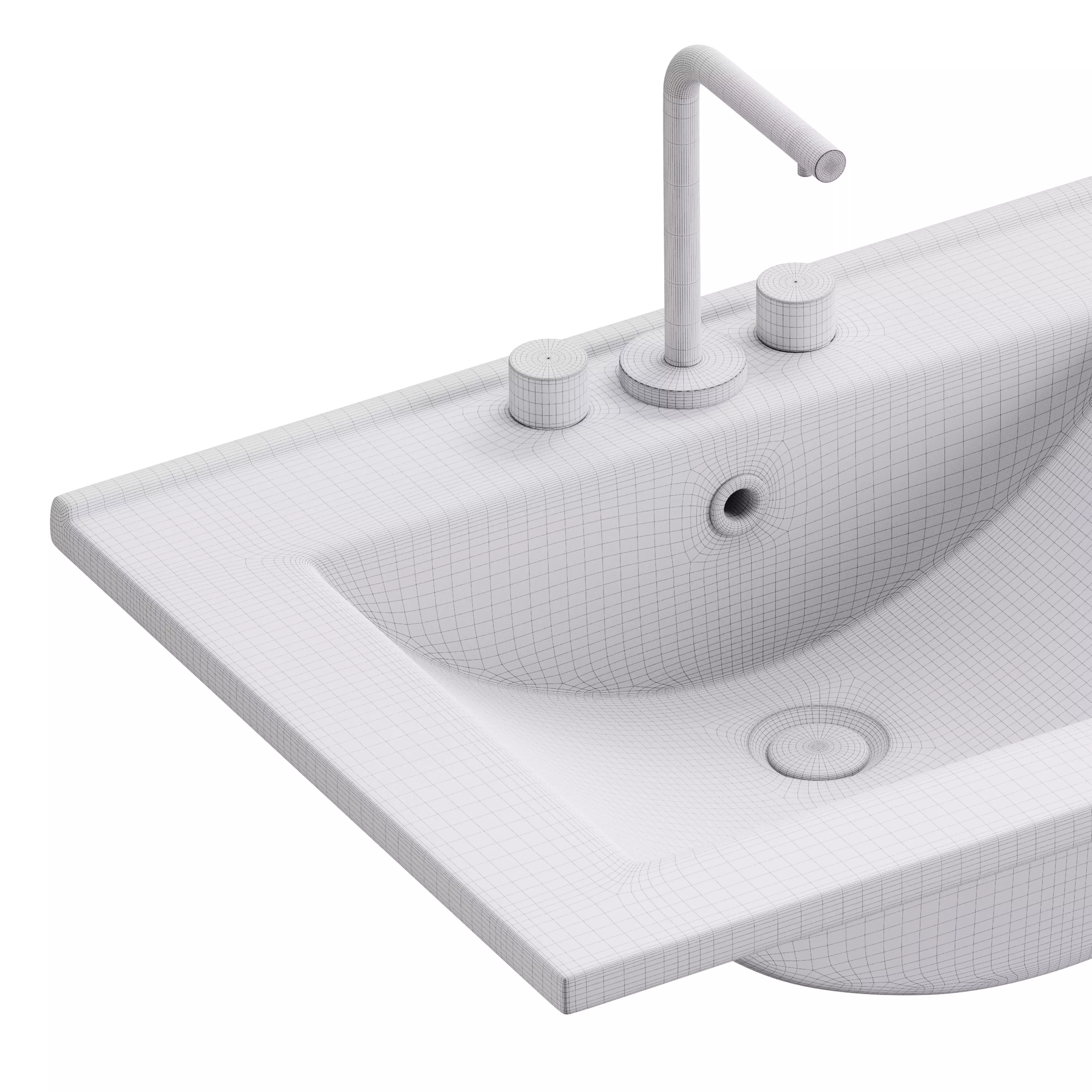 Drop In Sink Self Rimming for Bathroom 3D model_14