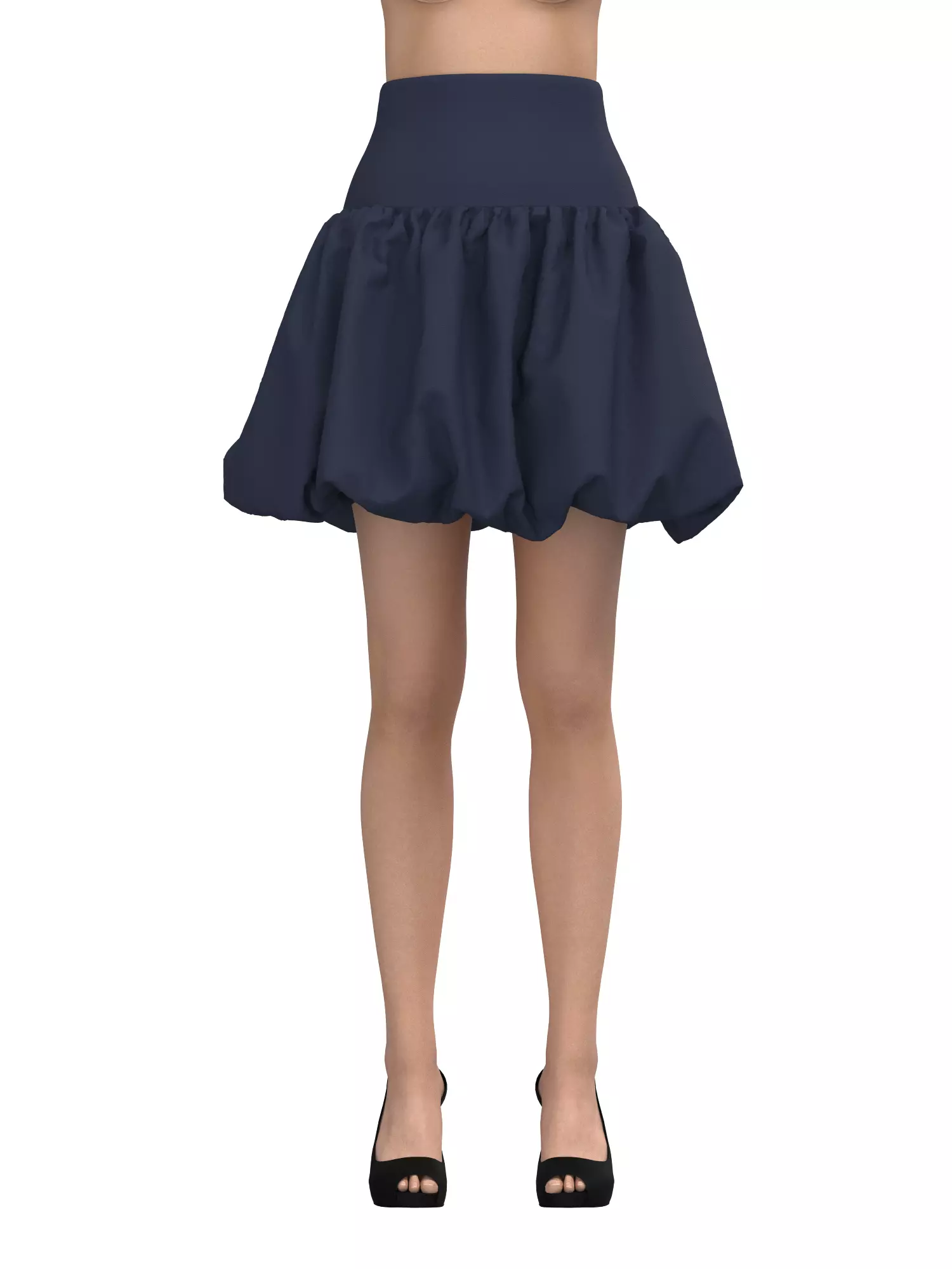 Female Buble Skirt 3D model_1