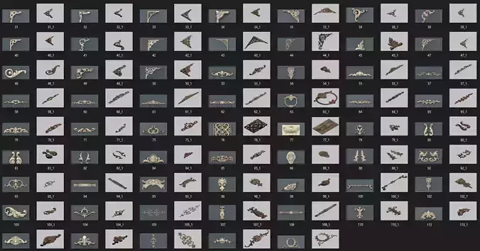 61 STL Files CNC 3D Models - Corners Brackets Ornaments