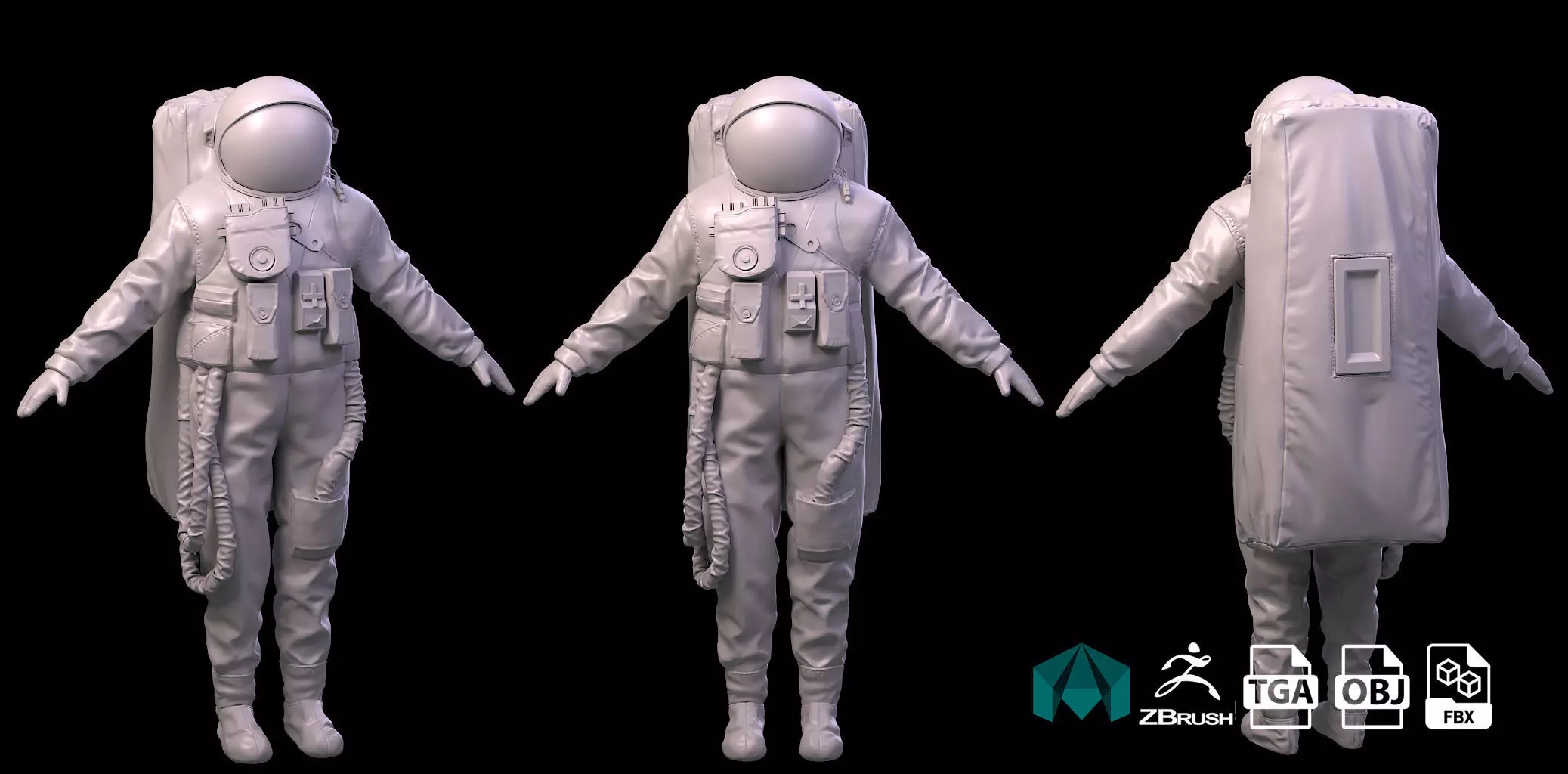 Highpoly Sci-fi Spacesuit Astronaut steller 3D print 3D print model_0