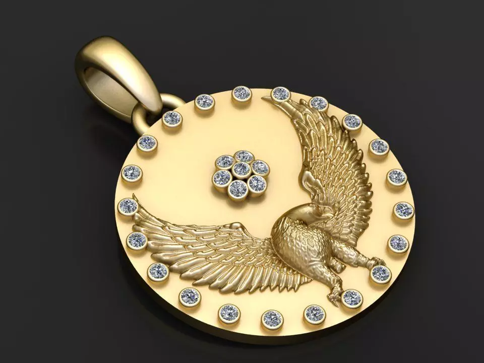 Gold eagle pendant 3D printable model 3D print model