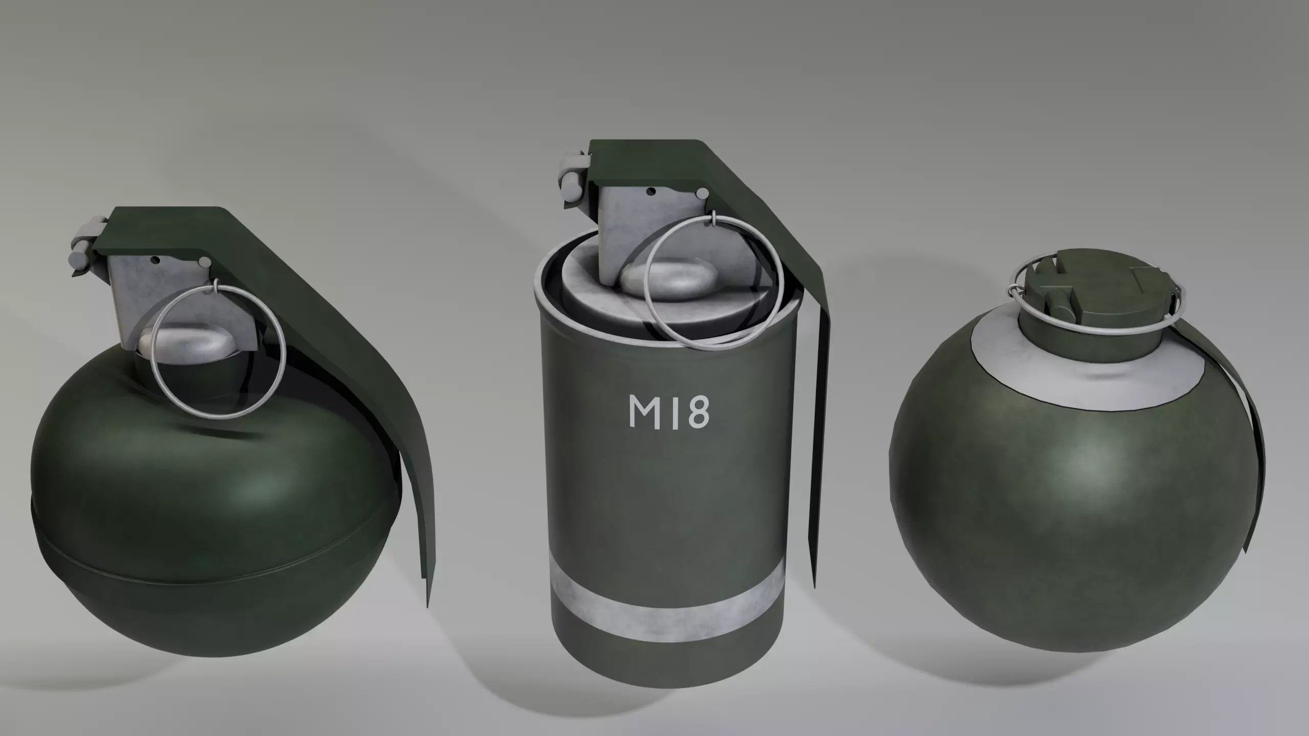 3 Soviet and 3 USA grenades Free 3D model_6